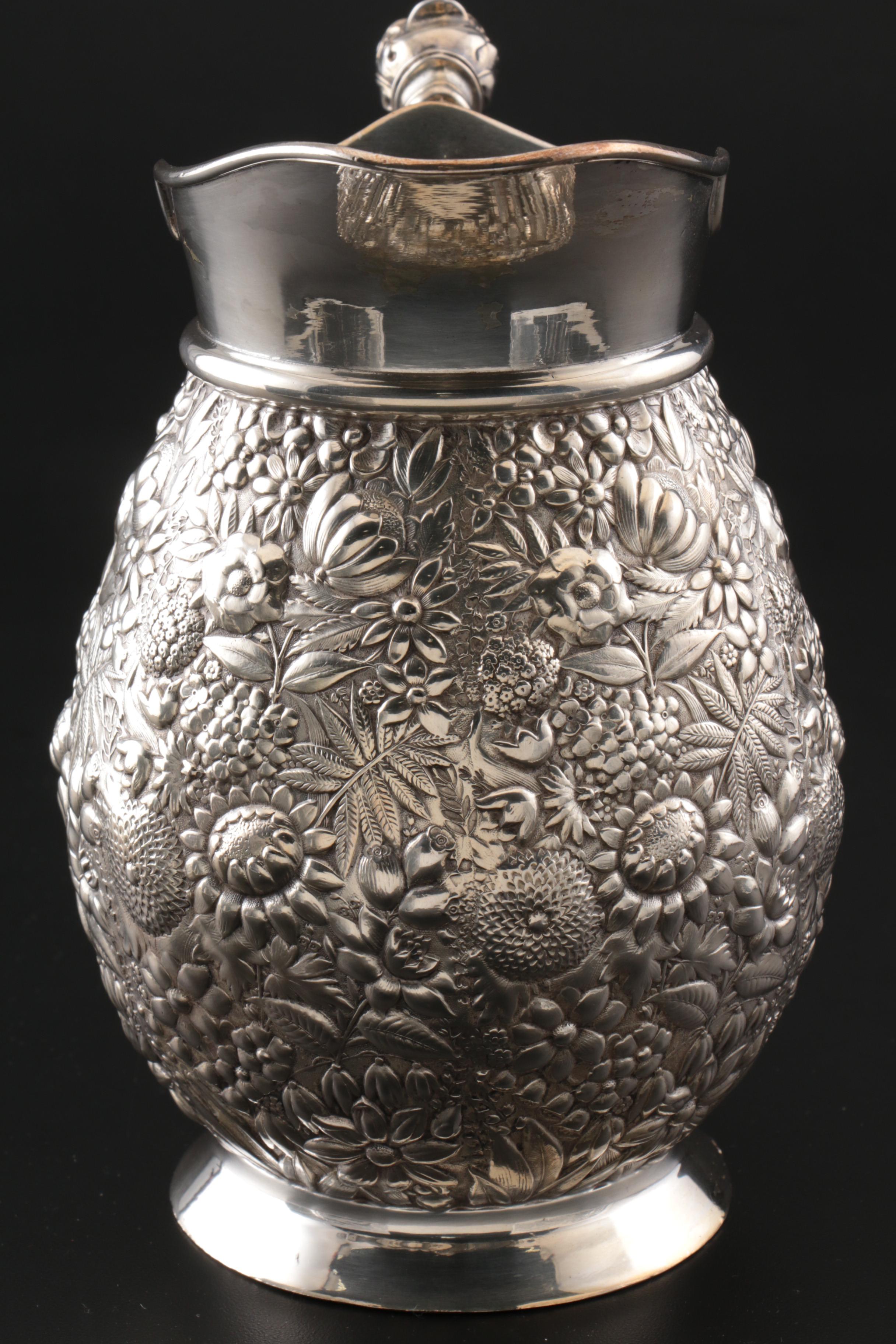 Rogers, Smith & Co. Repoussé Silver Plate Water Pitcher, Late 19th Century