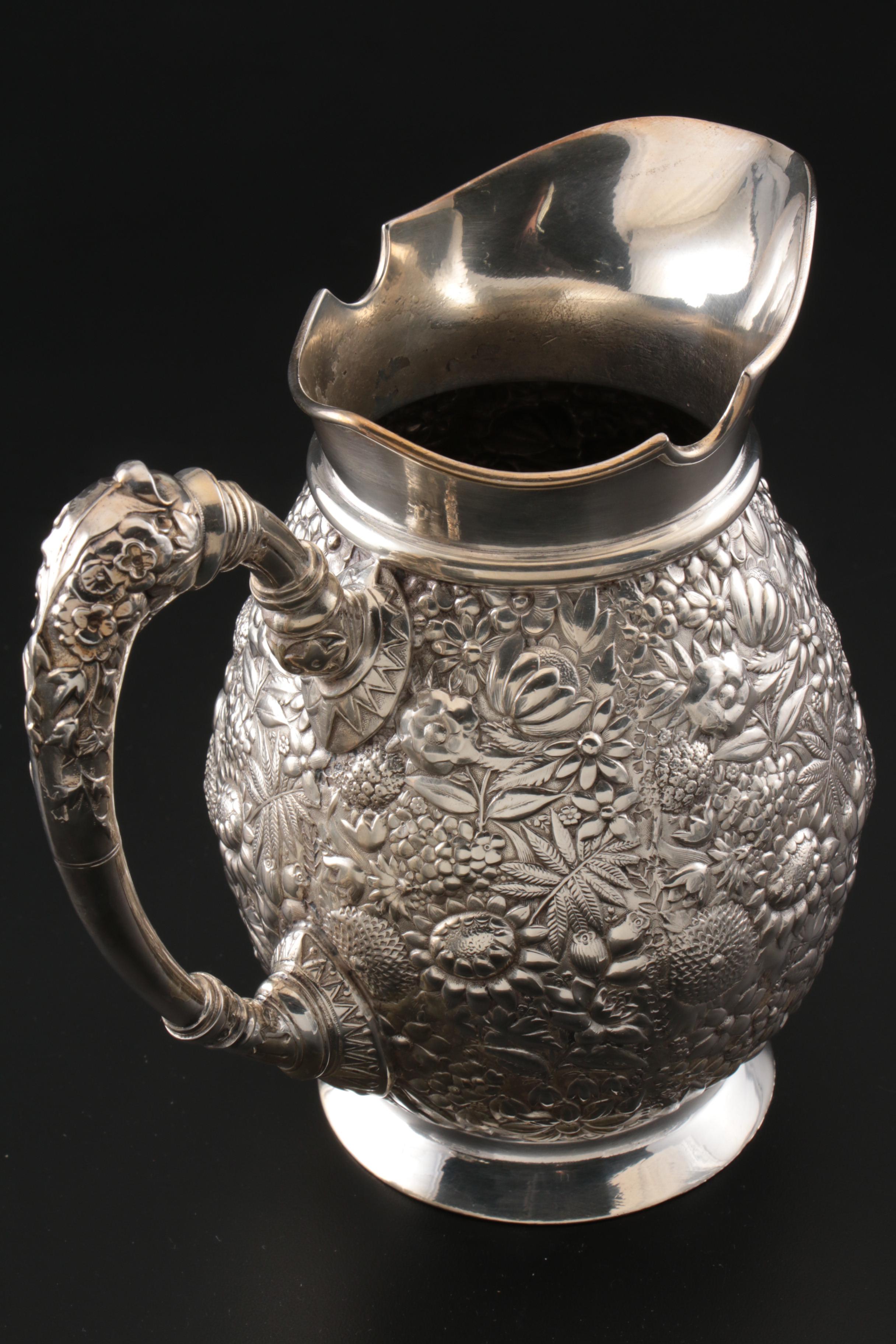Rogers, Smith & Co. Repoussé Silver Plate Water Pitcher, Late 19th Century