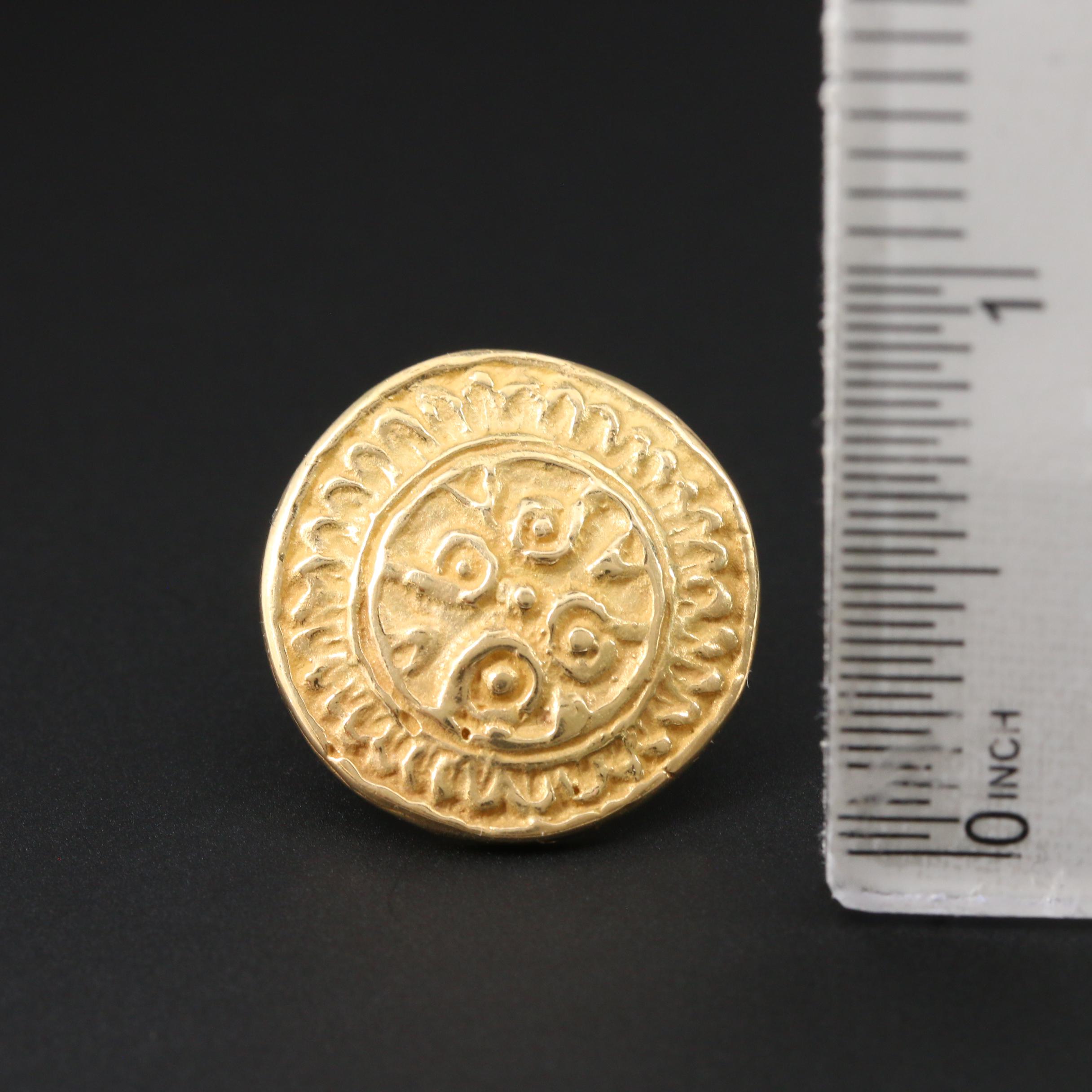 18K Yellow Gold Button Earrings