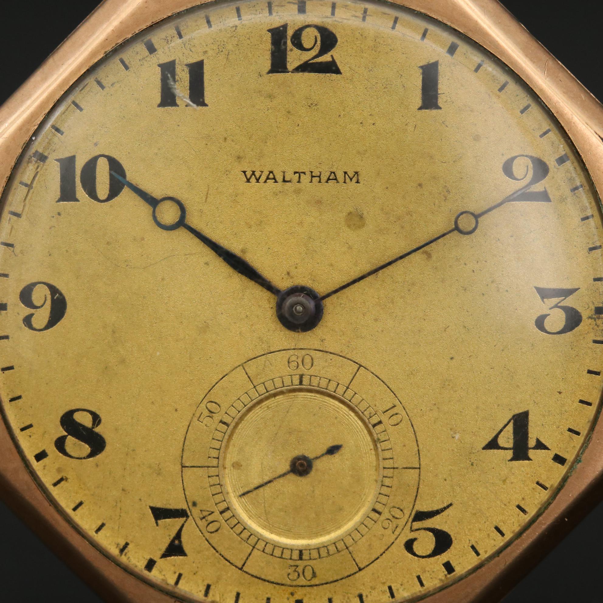 Antique Waltham Gold Filled Sidewinder and Octagonal Pocket Watches