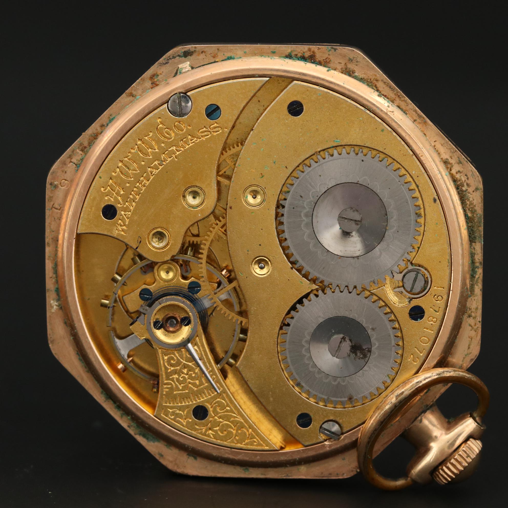 Antique Waltham Gold Filled Sidewinder and Octagonal Pocket Watches