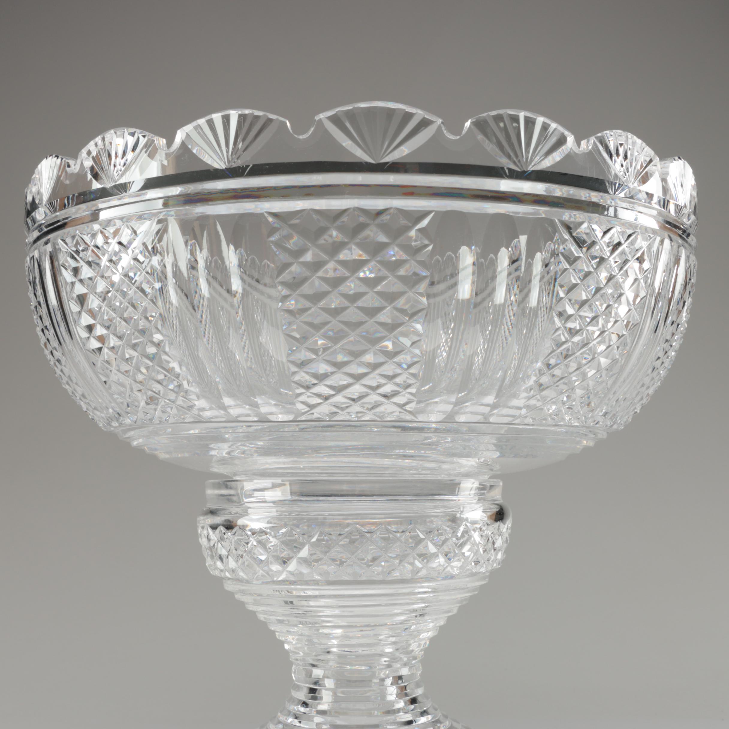 Waterford Crystal "Hibernia" Punch Bowl with Stand, Mid/Late 20th Century