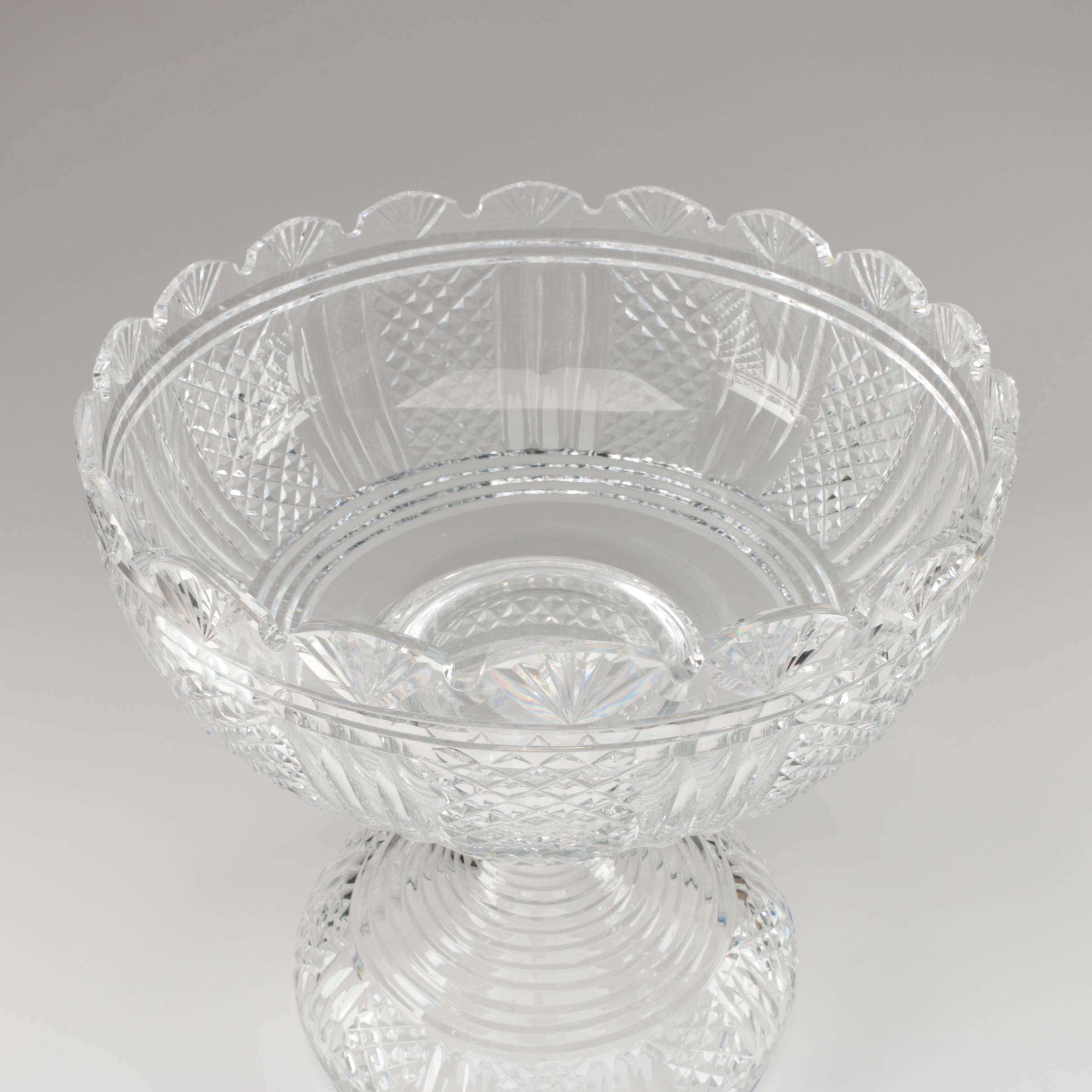Waterford Crystal "Hibernia" Punch Bowl with Stand, Mid/Late 20th Century