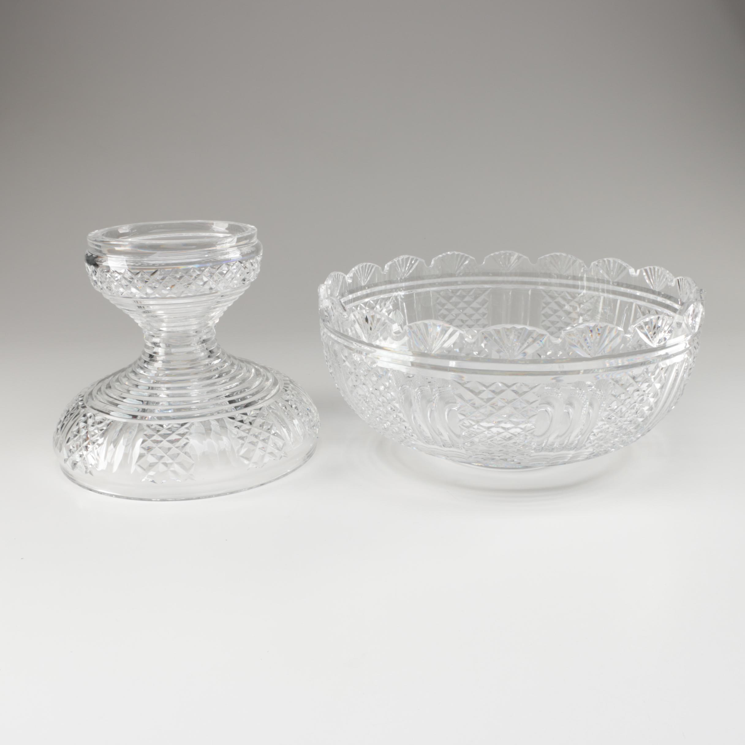 Waterford Crystal "Hibernia" Punch Bowl with Stand, Mid/Late 20th Century