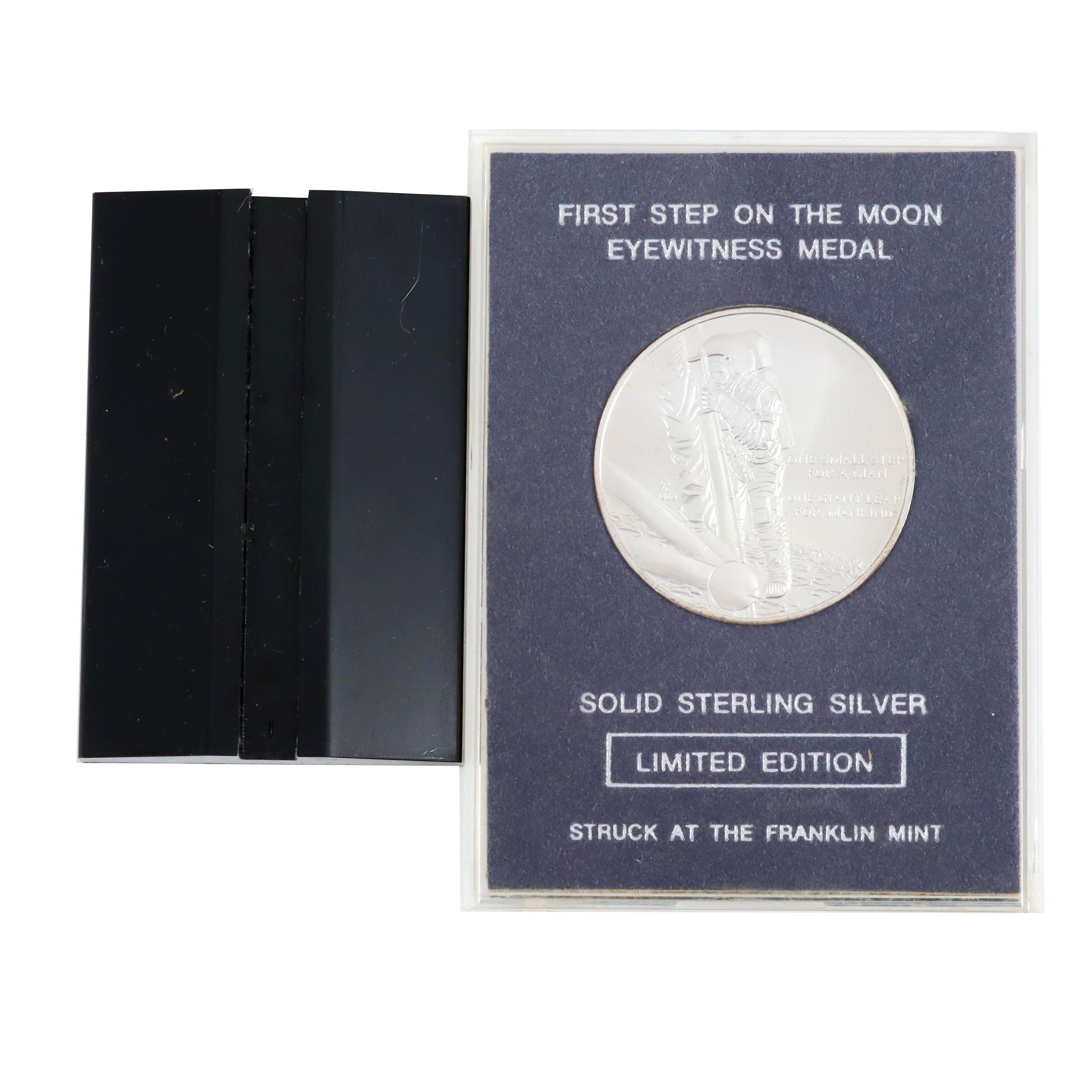 Franklin Mint First Step on the Moon Eyewitness Sterling Silver Medal