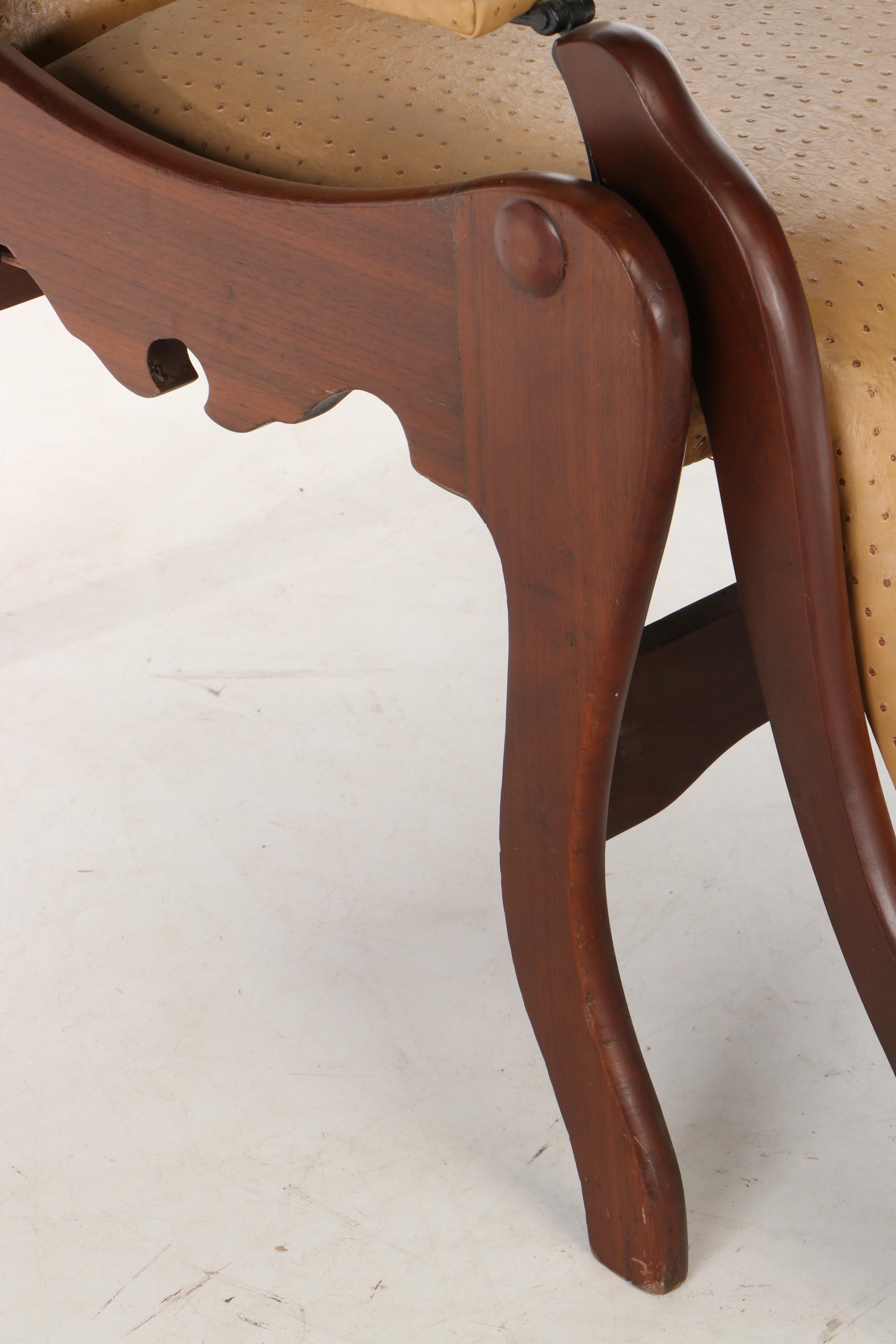 Early Victorian Walnut Invalid or Barber's Reclining Chair, Mid-19th Century