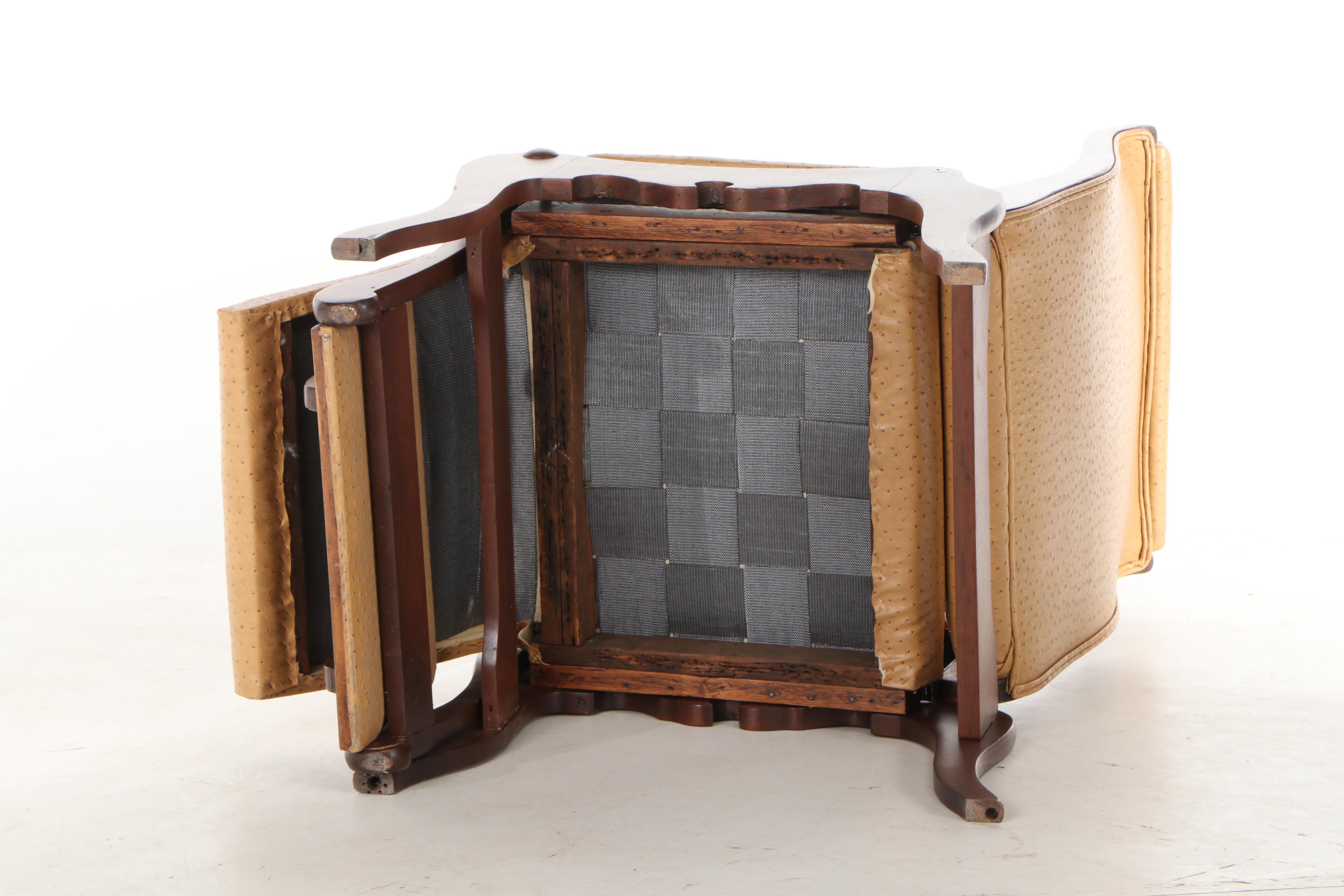 Early Victorian Walnut Invalid or Barber's Reclining Chair, Mid-19th Century