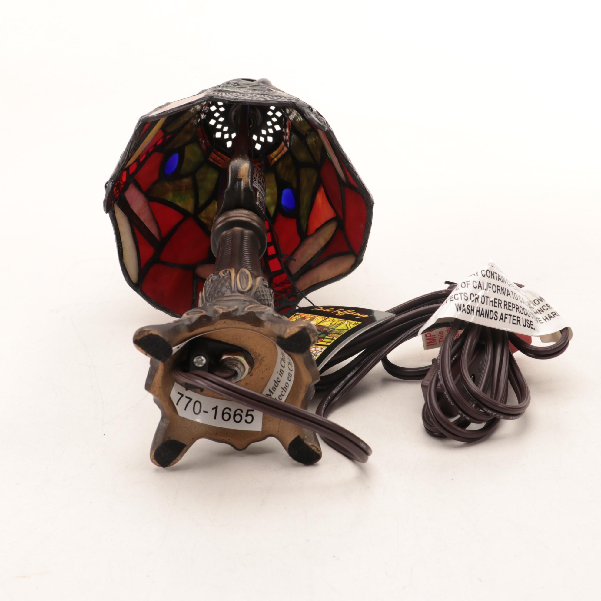 Dale Tiffany Dragonfly Accent Lamp with Art Glass Shade, Contemporary