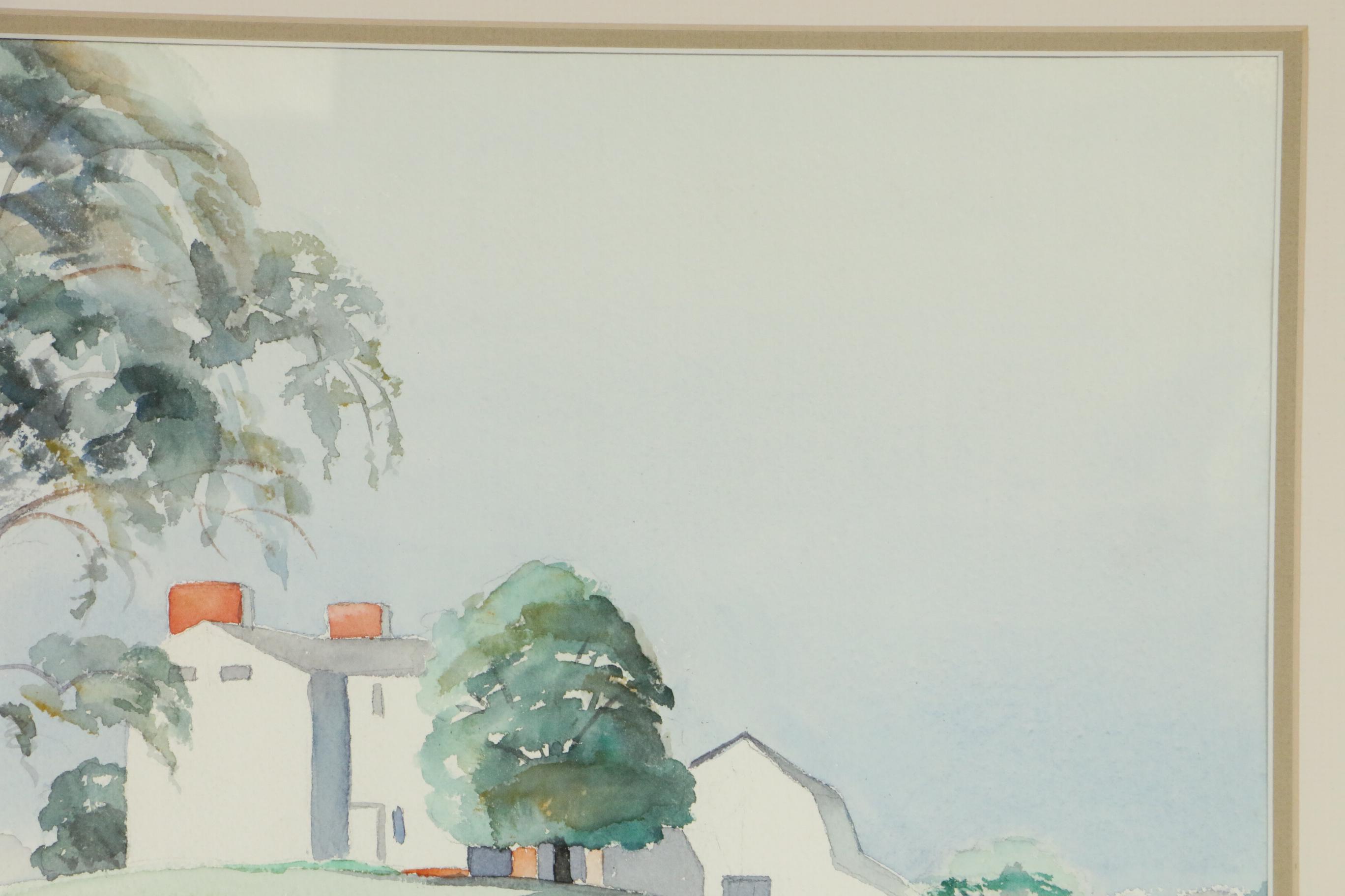 Winnie H. Harvey Farmhouses Landscape Watercolor Painting