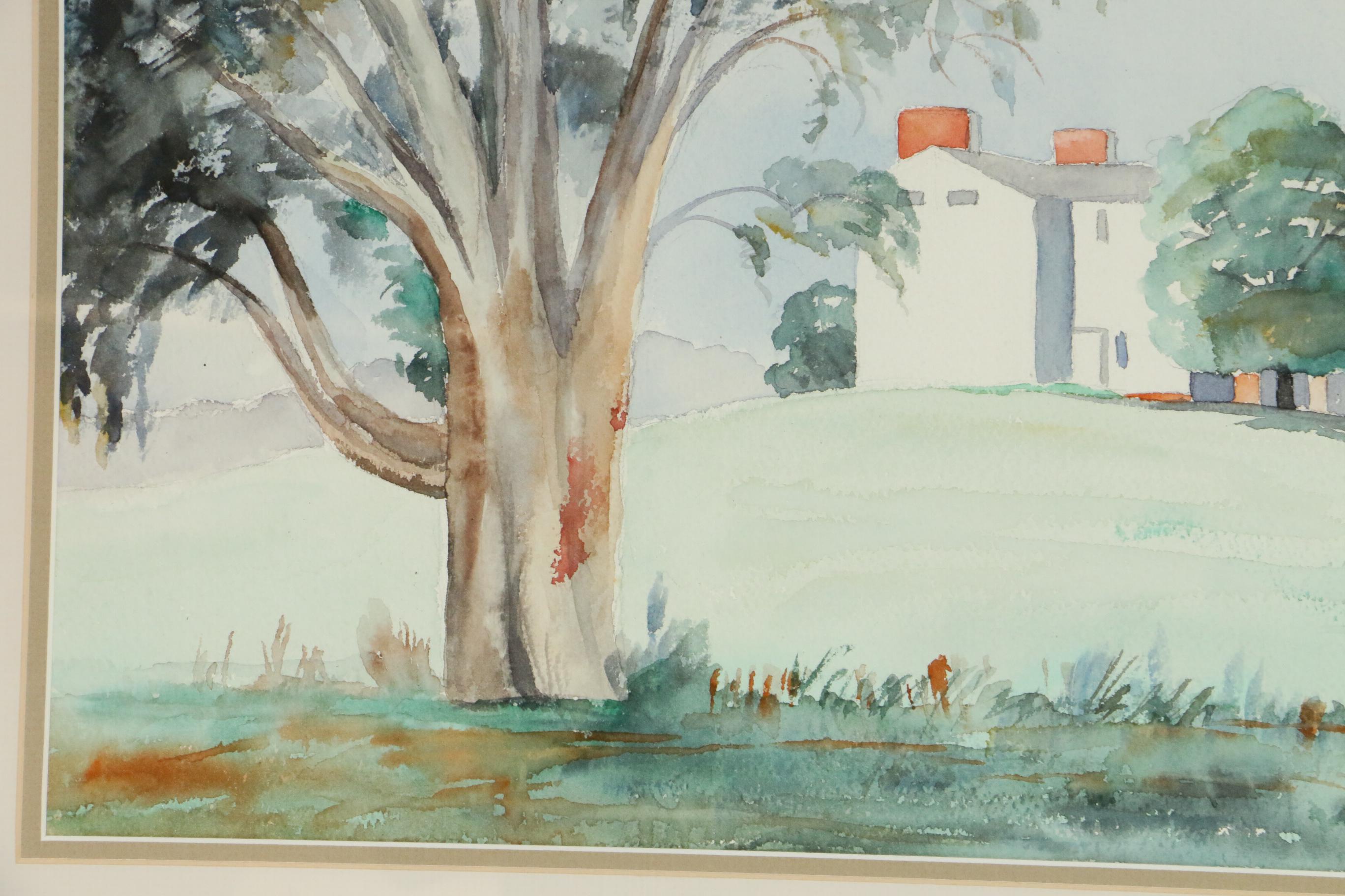 Winnie H. Harvey Farmhouses Landscape Watercolor Painting