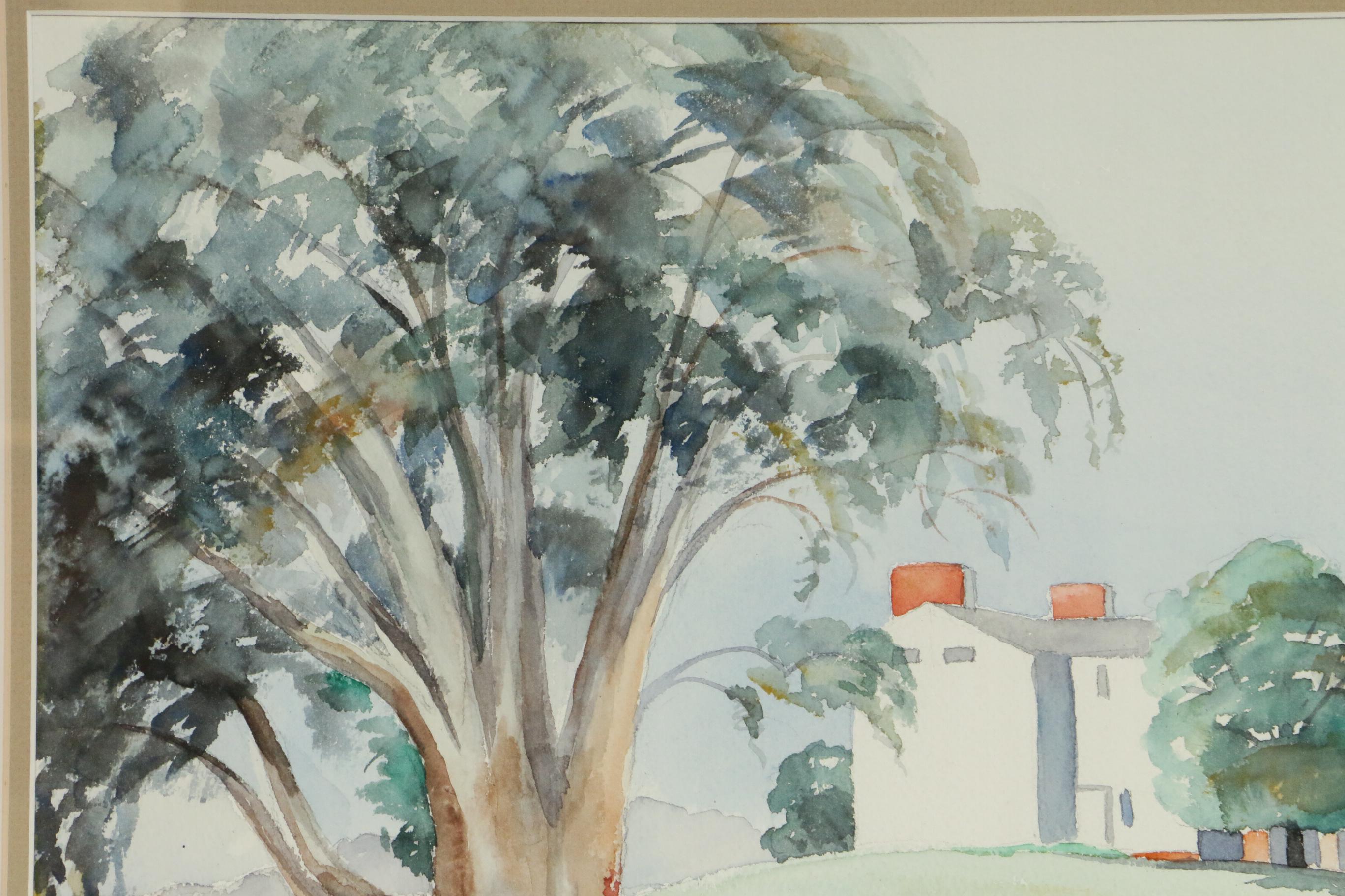 Winnie H. Harvey Farmhouses Landscape Watercolor Painting