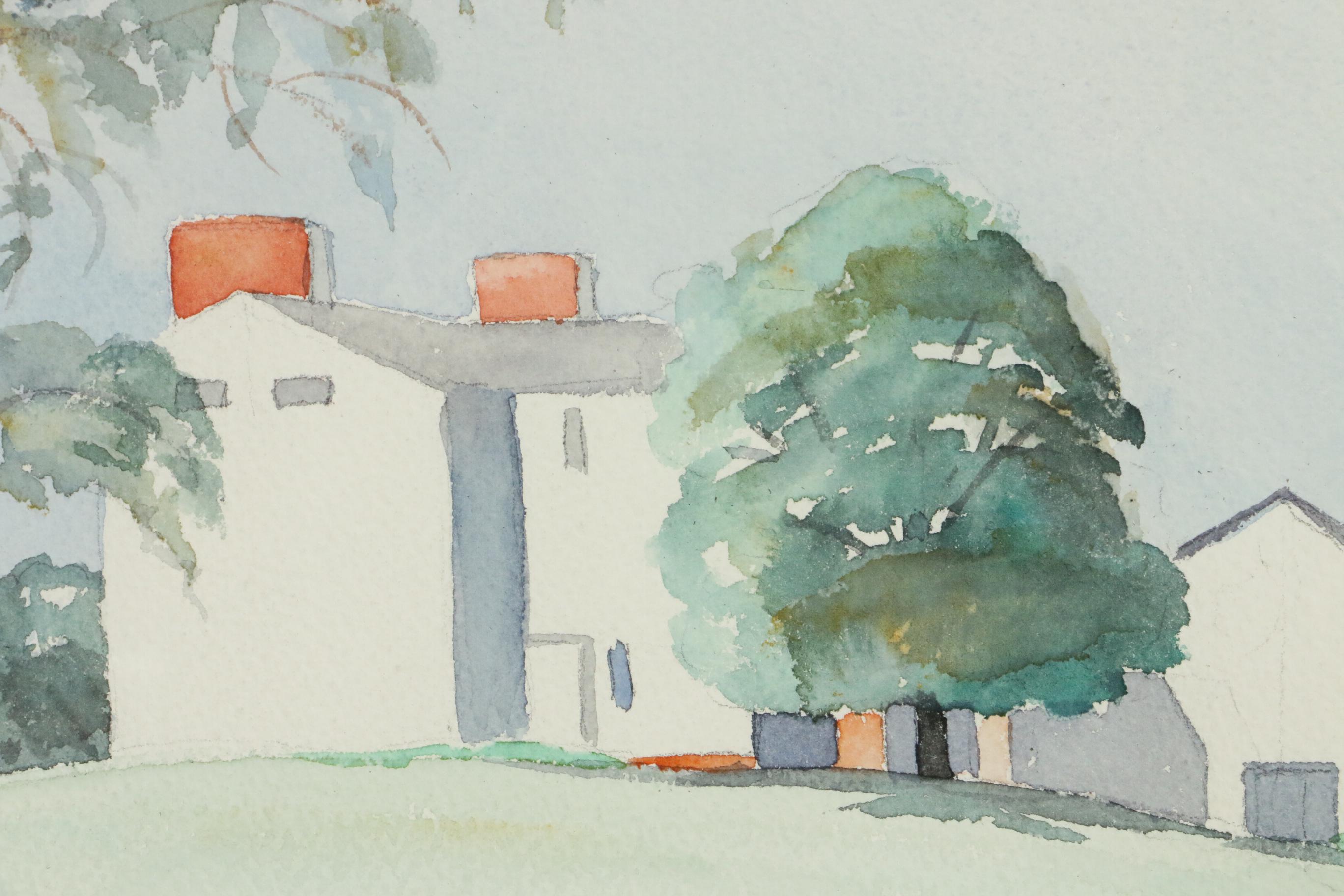 Winnie H. Harvey Farmhouses Landscape Watercolor Painting