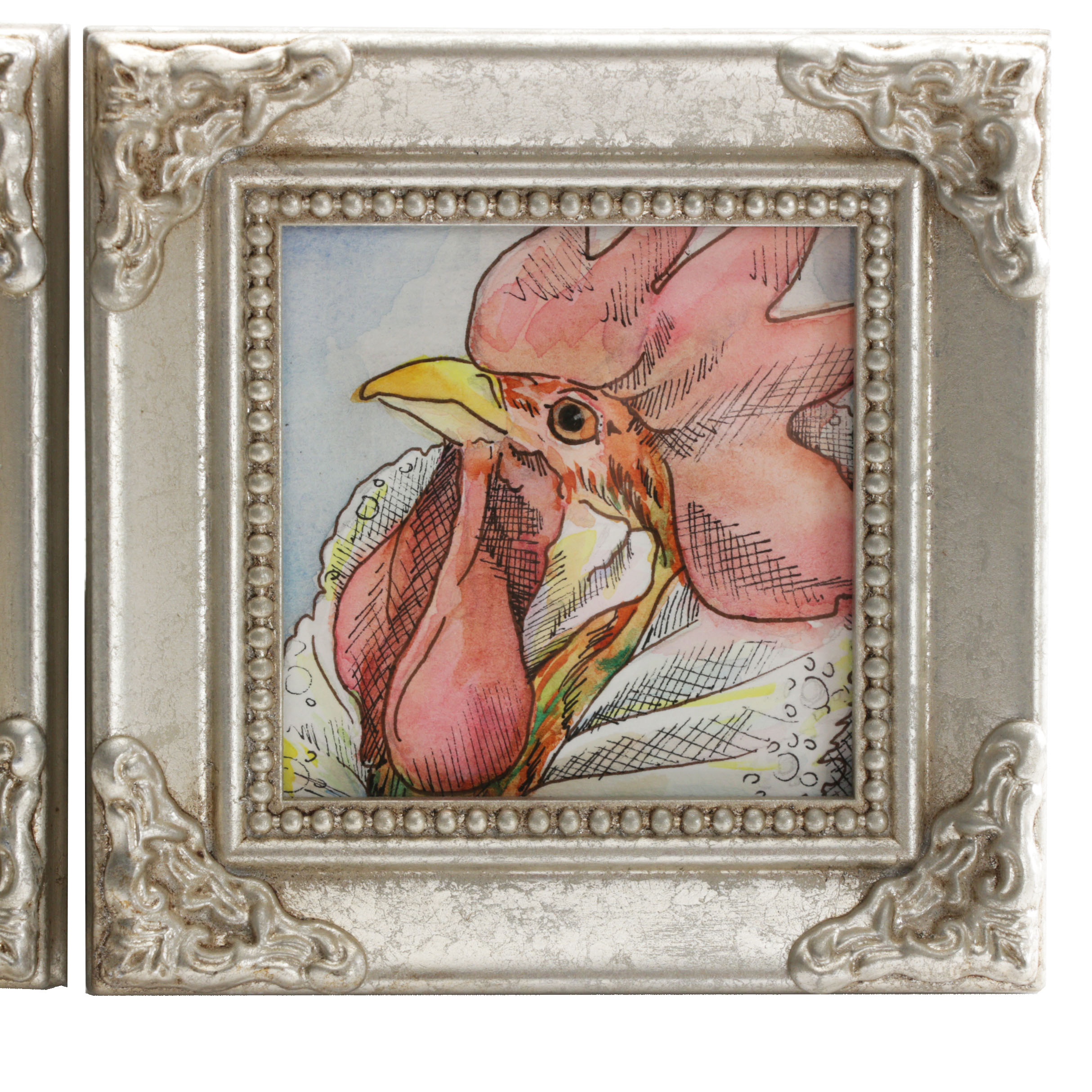 Chicken Anthropomorphic Portrait Watercolor Paintings