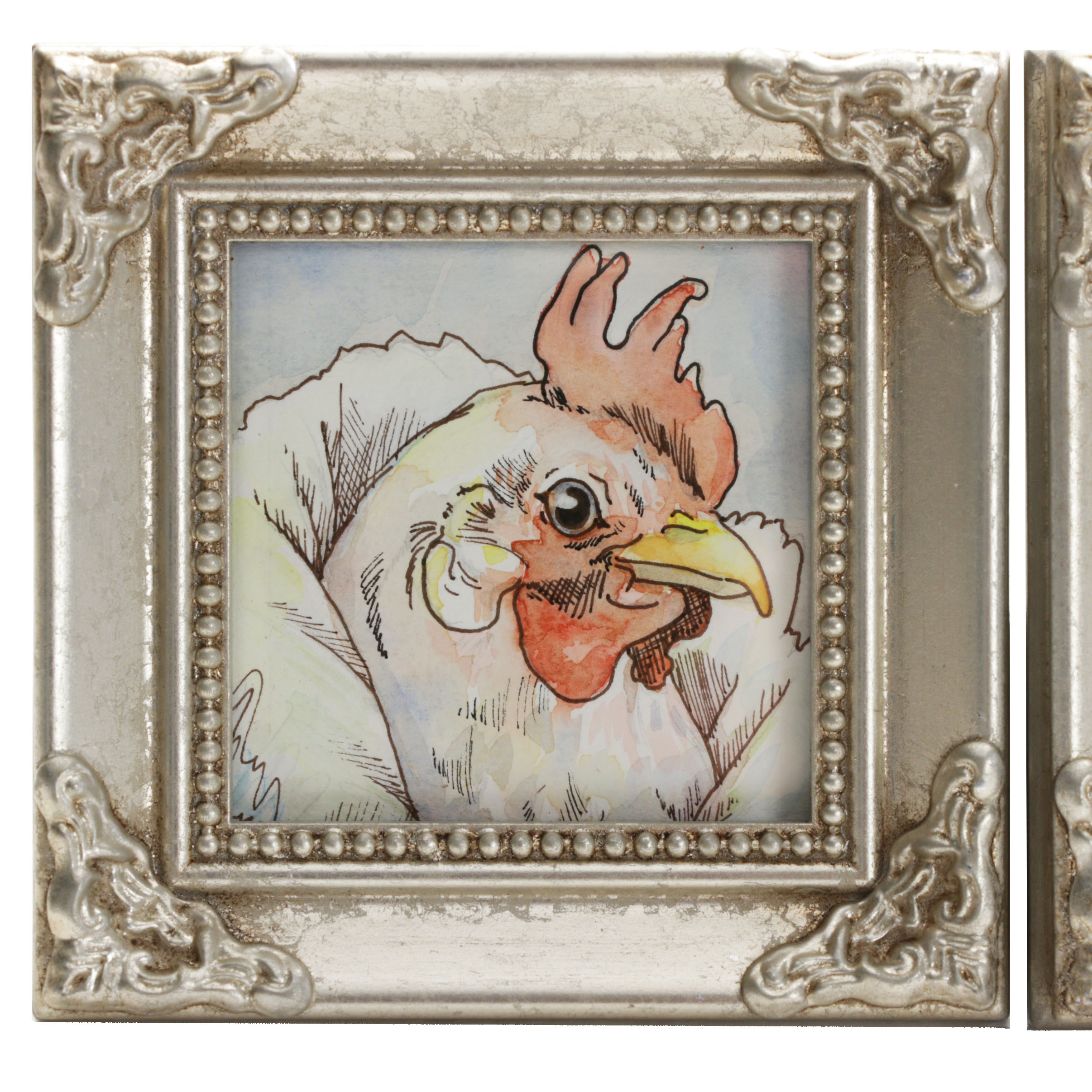 Chicken Anthropomorphic Portrait Watercolor Paintings