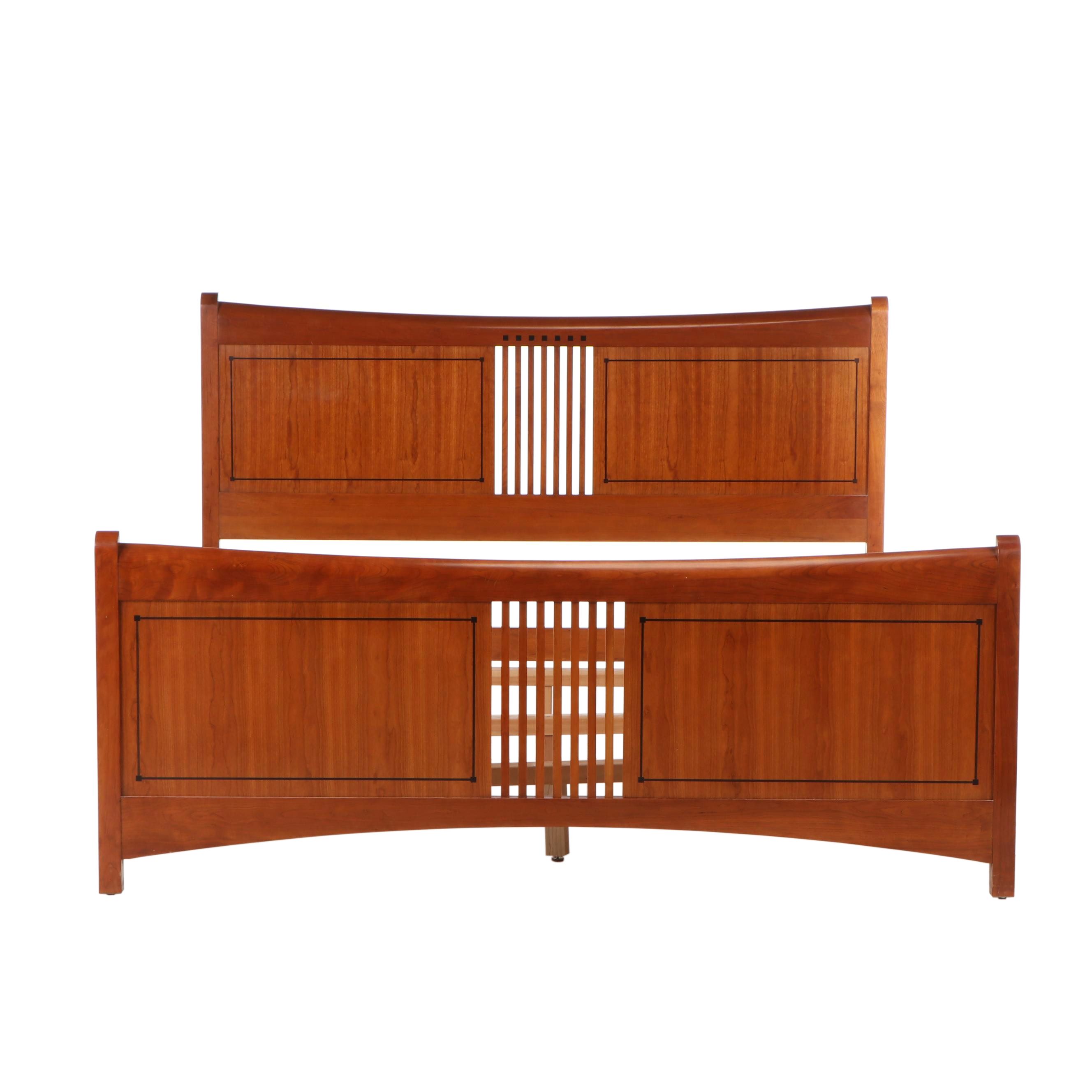Arts and Crafts Style Stickley Cherry King Size Bed Frame, Contemporary