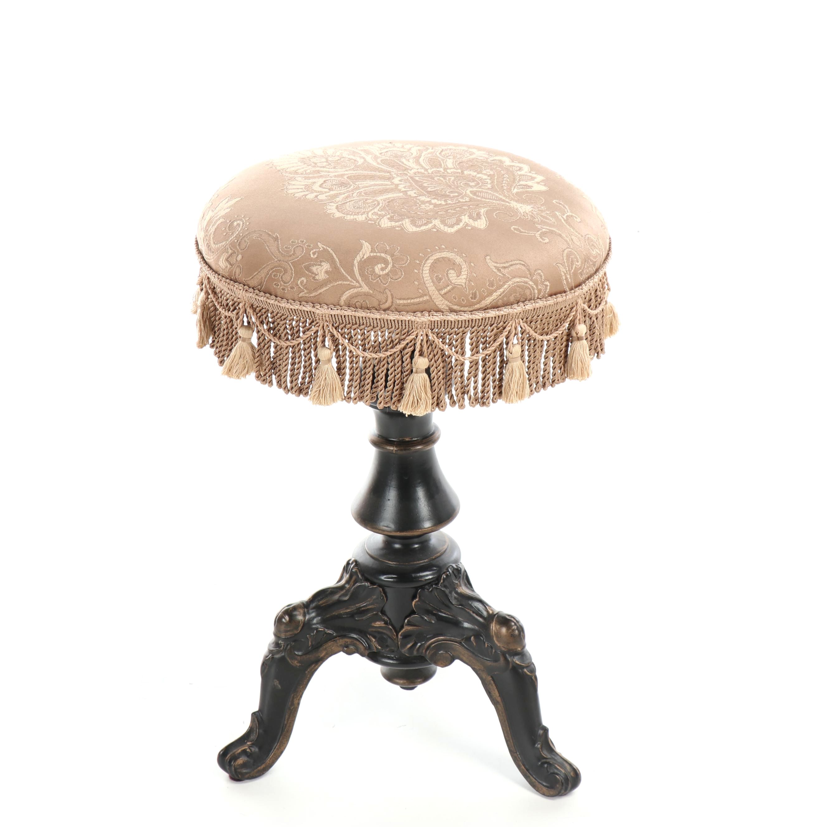 Late Victorian Ebonized Wood and Cast Iron Piano Stool, Late 19th Century