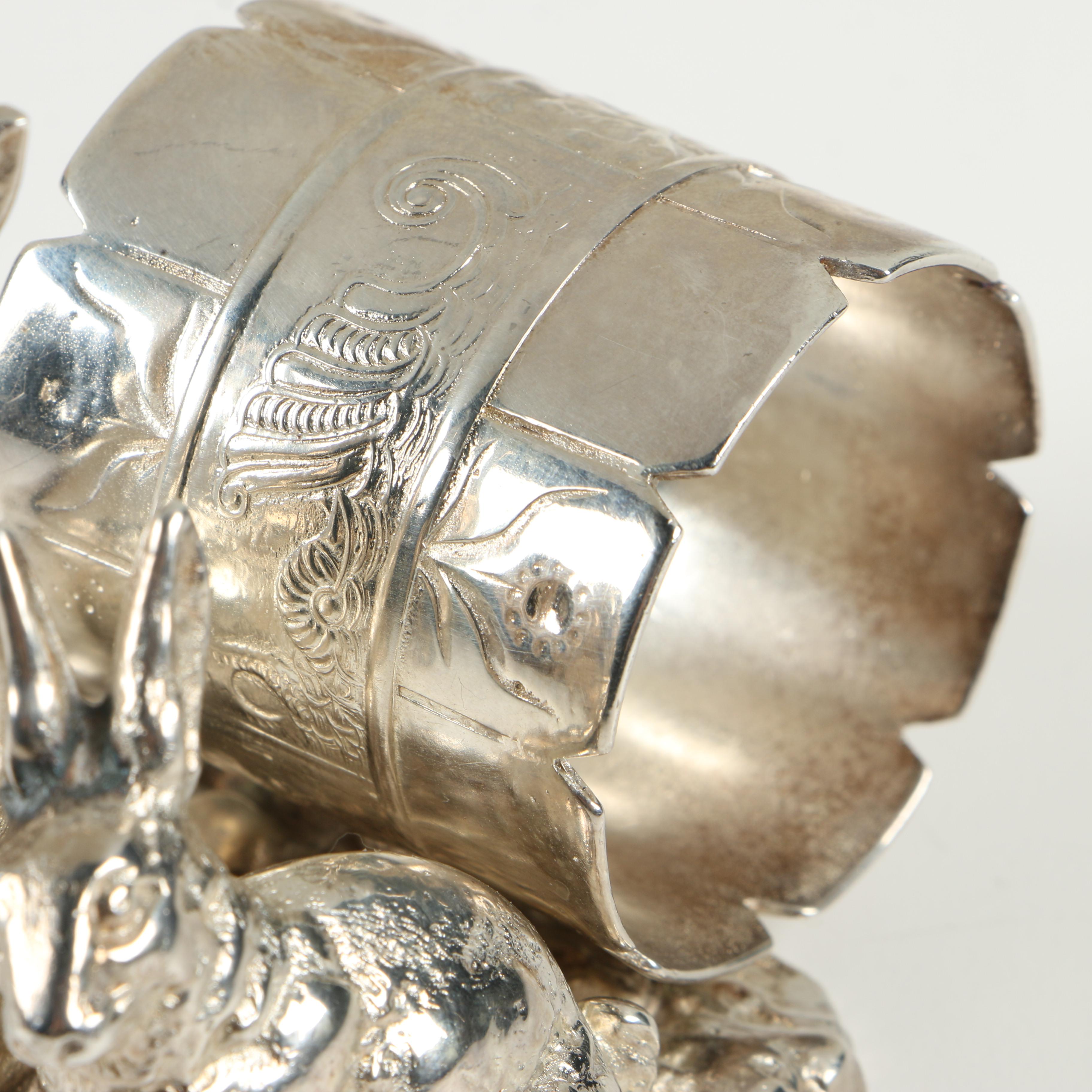 Pairpoint Mfg. Silver Plate Rabbit Figural Napkin Rings
