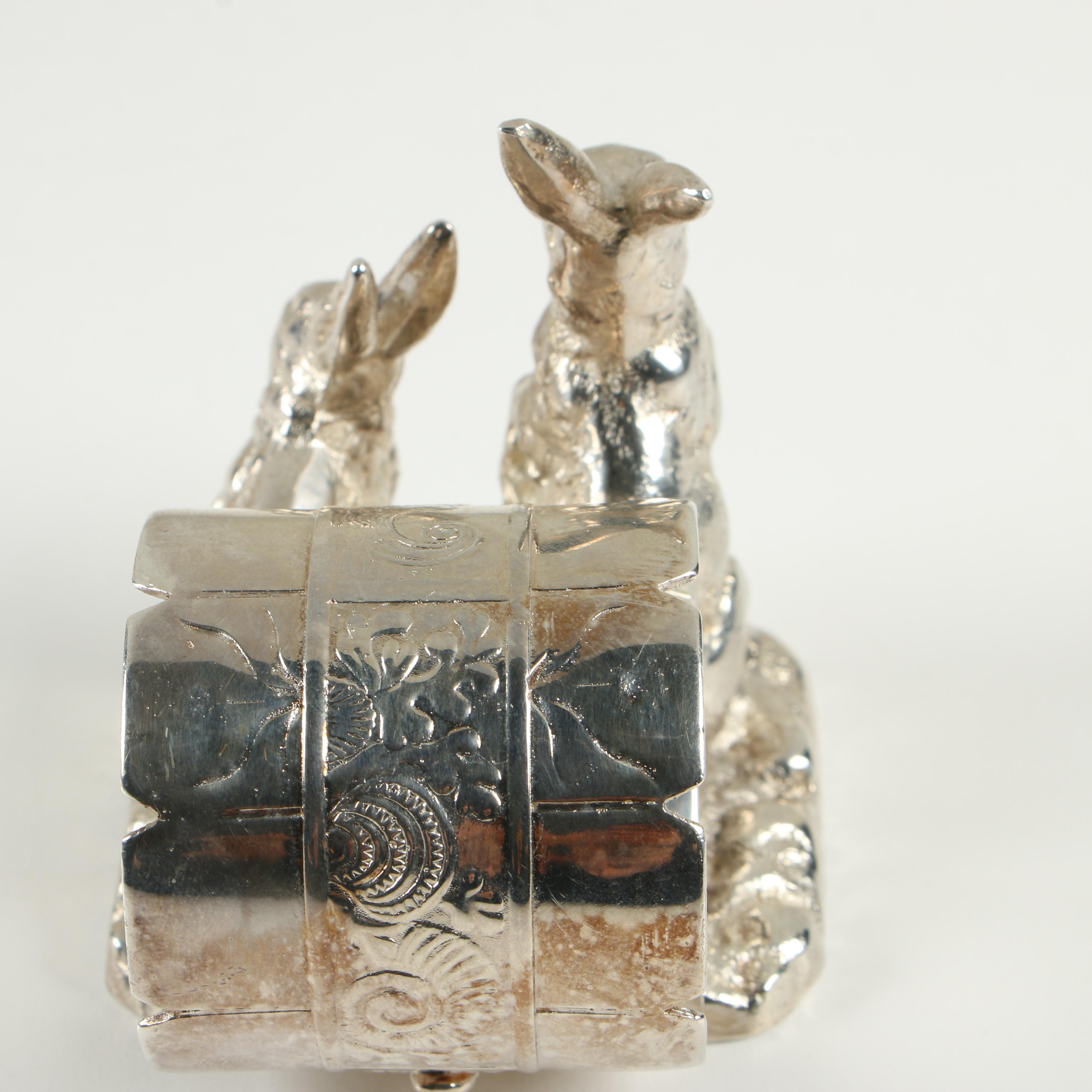 Pairpoint Mfg. Silver Plate Rabbit Figural Napkin Rings