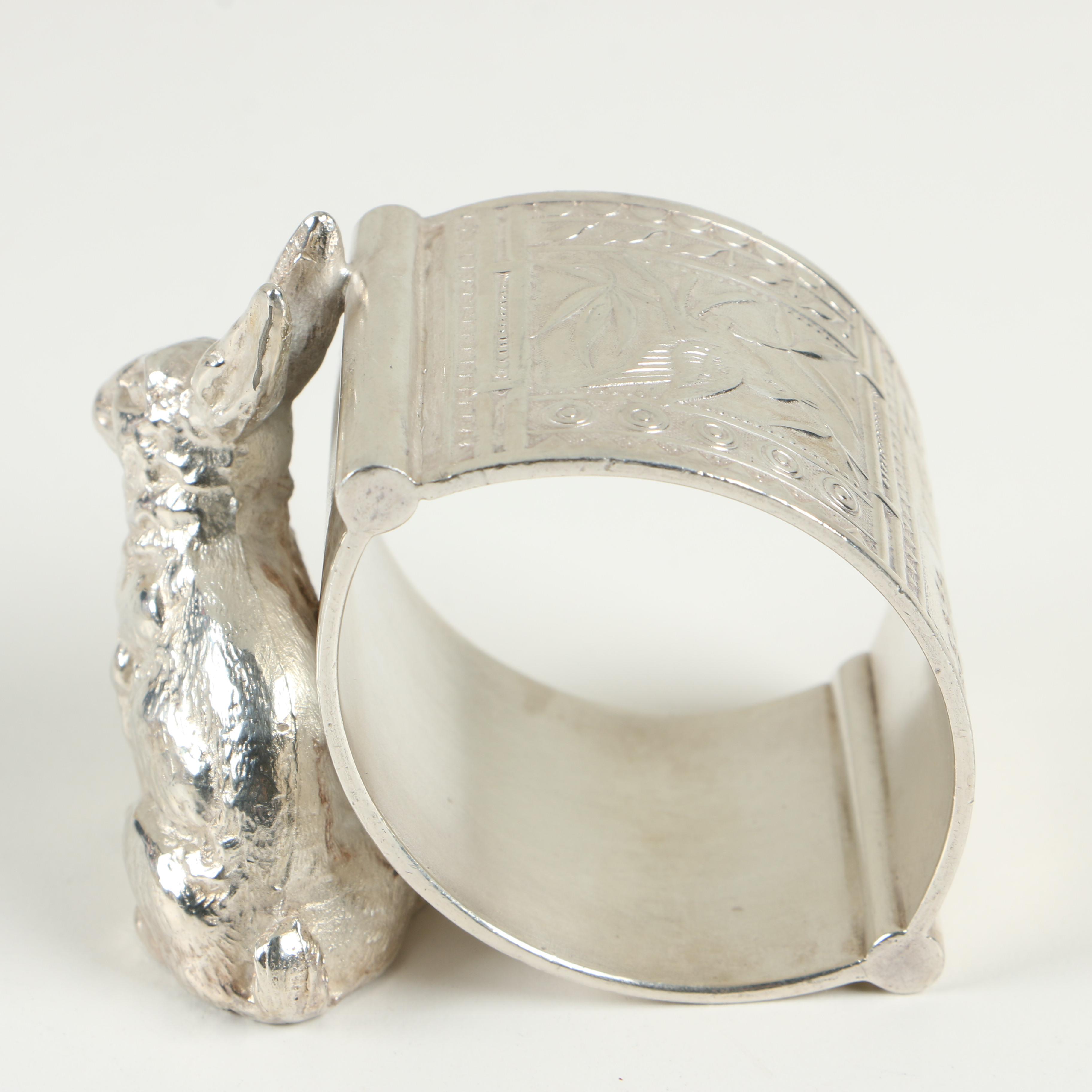 Pairpoint Mfg. Silver Plate Rabbit Figural Napkin Rings