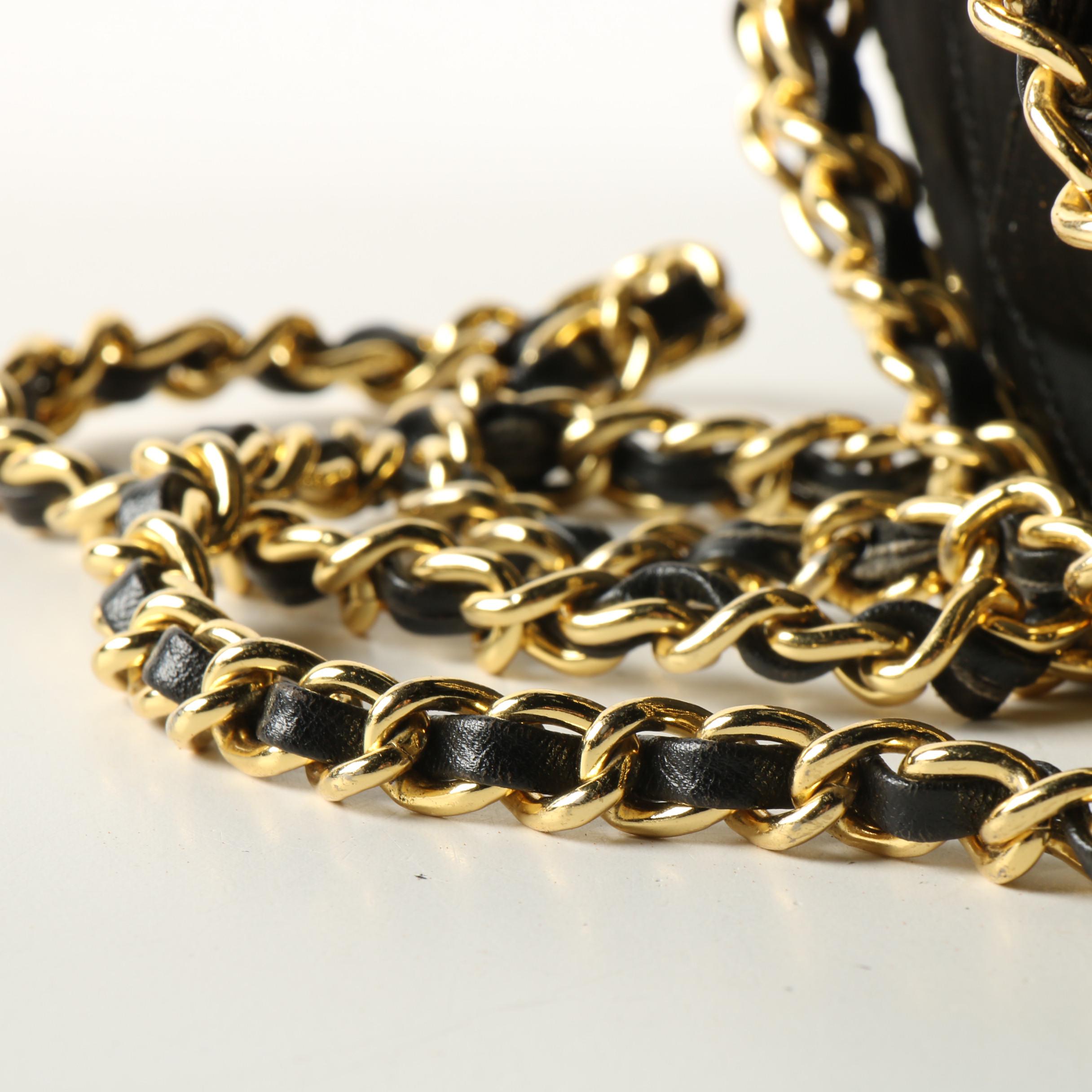 Prada Black Quilted Nylon Shoulder Bag with Gold Tone Chain and Leather Strap