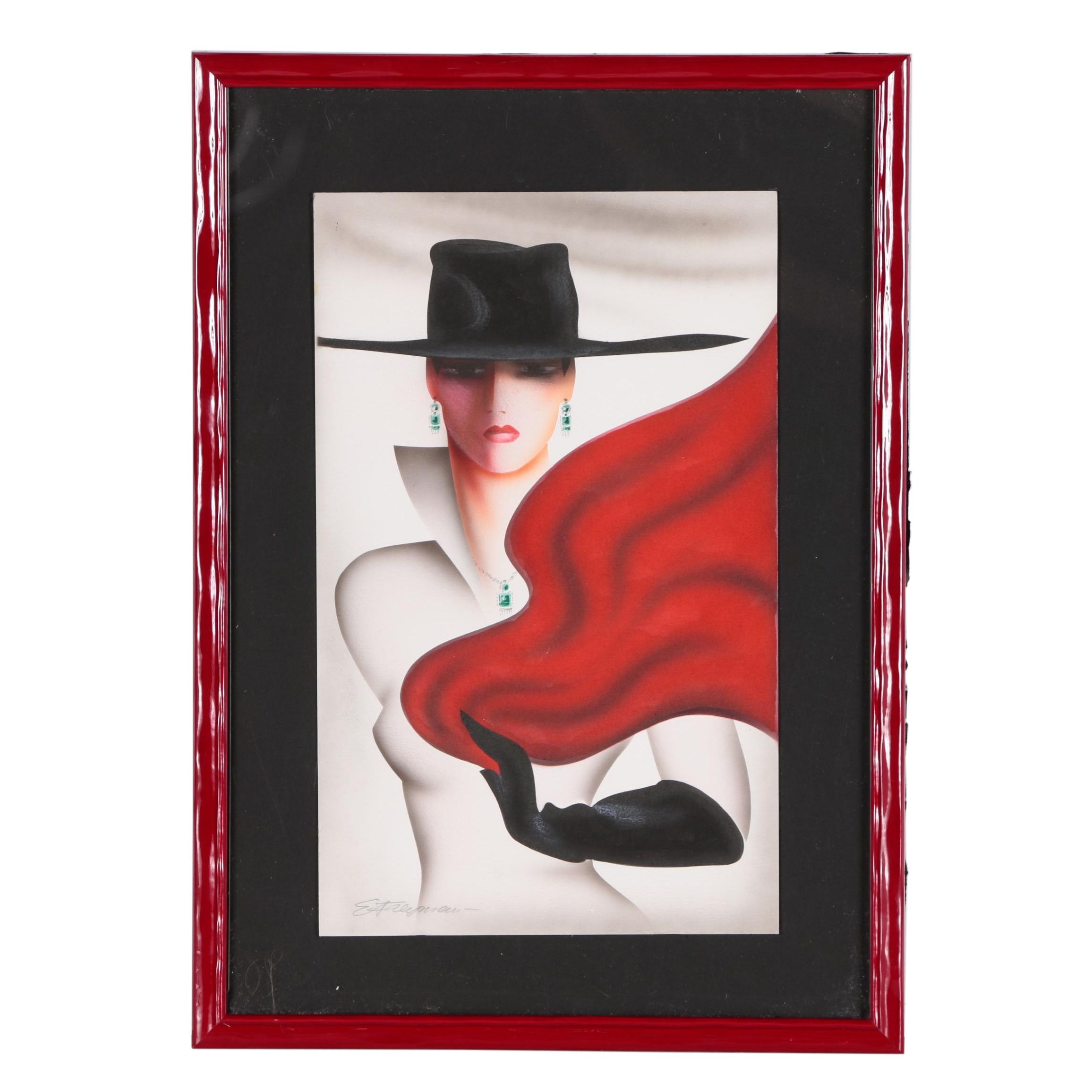 Eric Freyman Figural Watercolor Painting "Confidence"