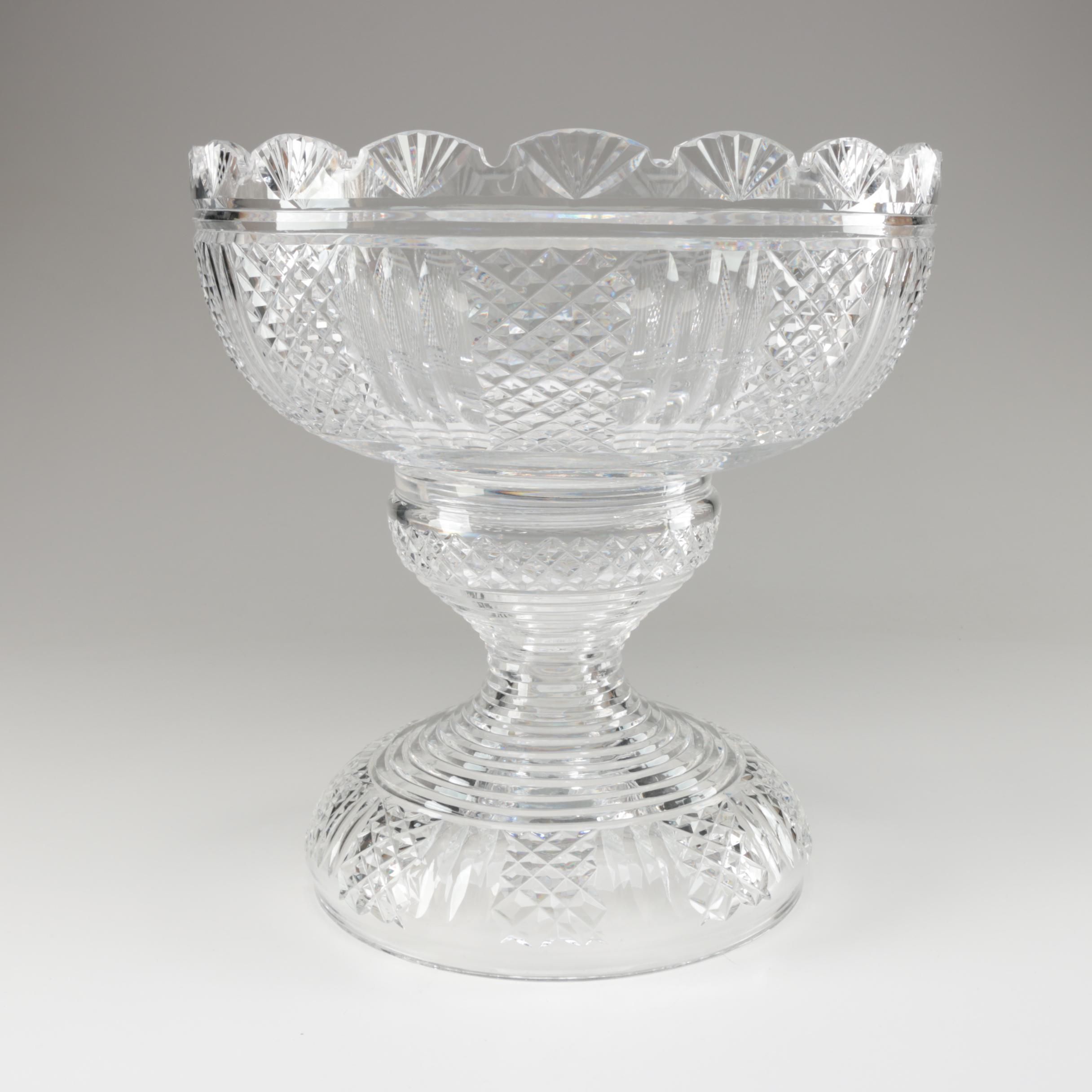 Waterford Crystal "Hibernia" Punch Bowl with Stand, Mid/Late 20th Century