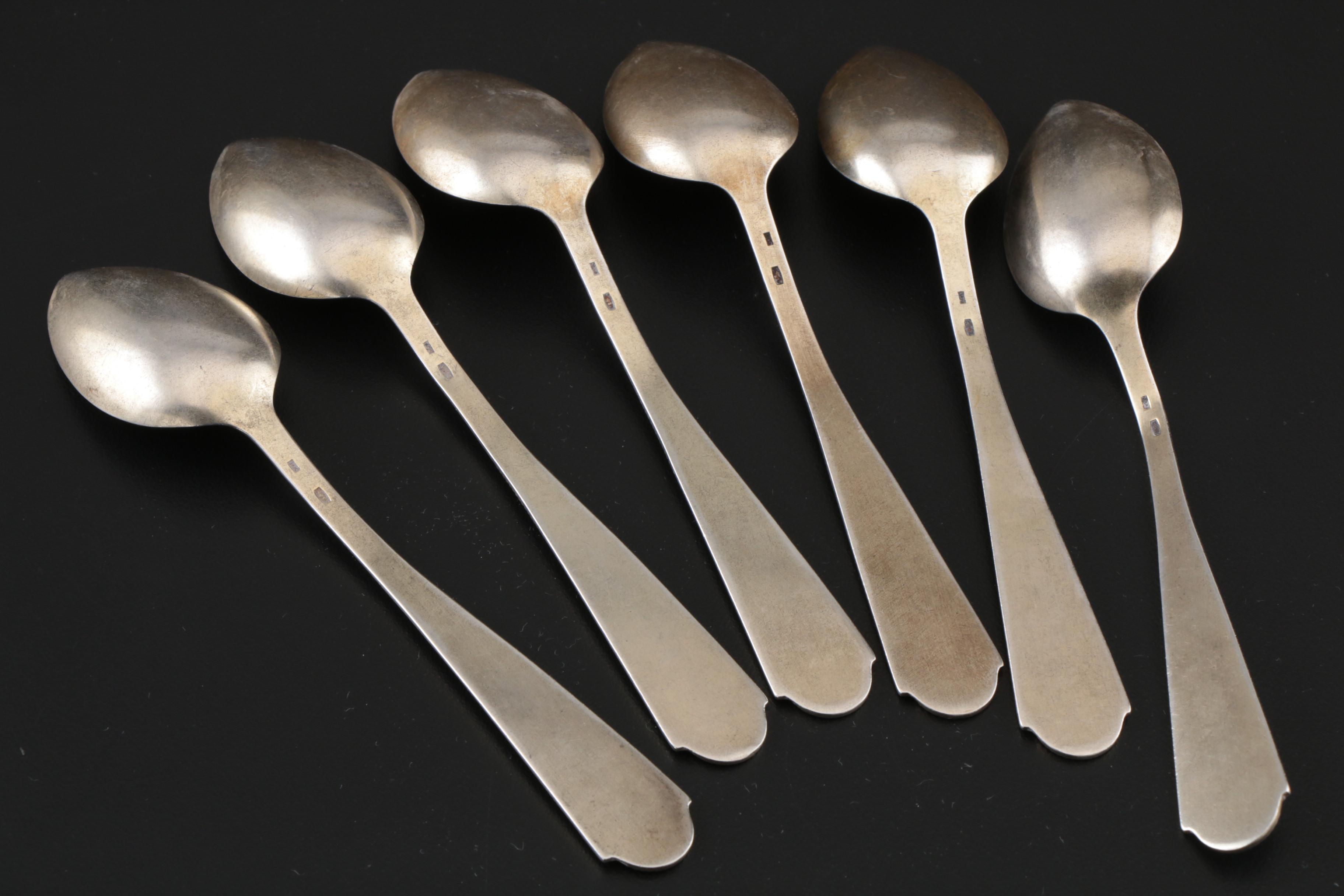 Soviet Russian 875 Silver and Enamel Teaspoons, 1958-1985