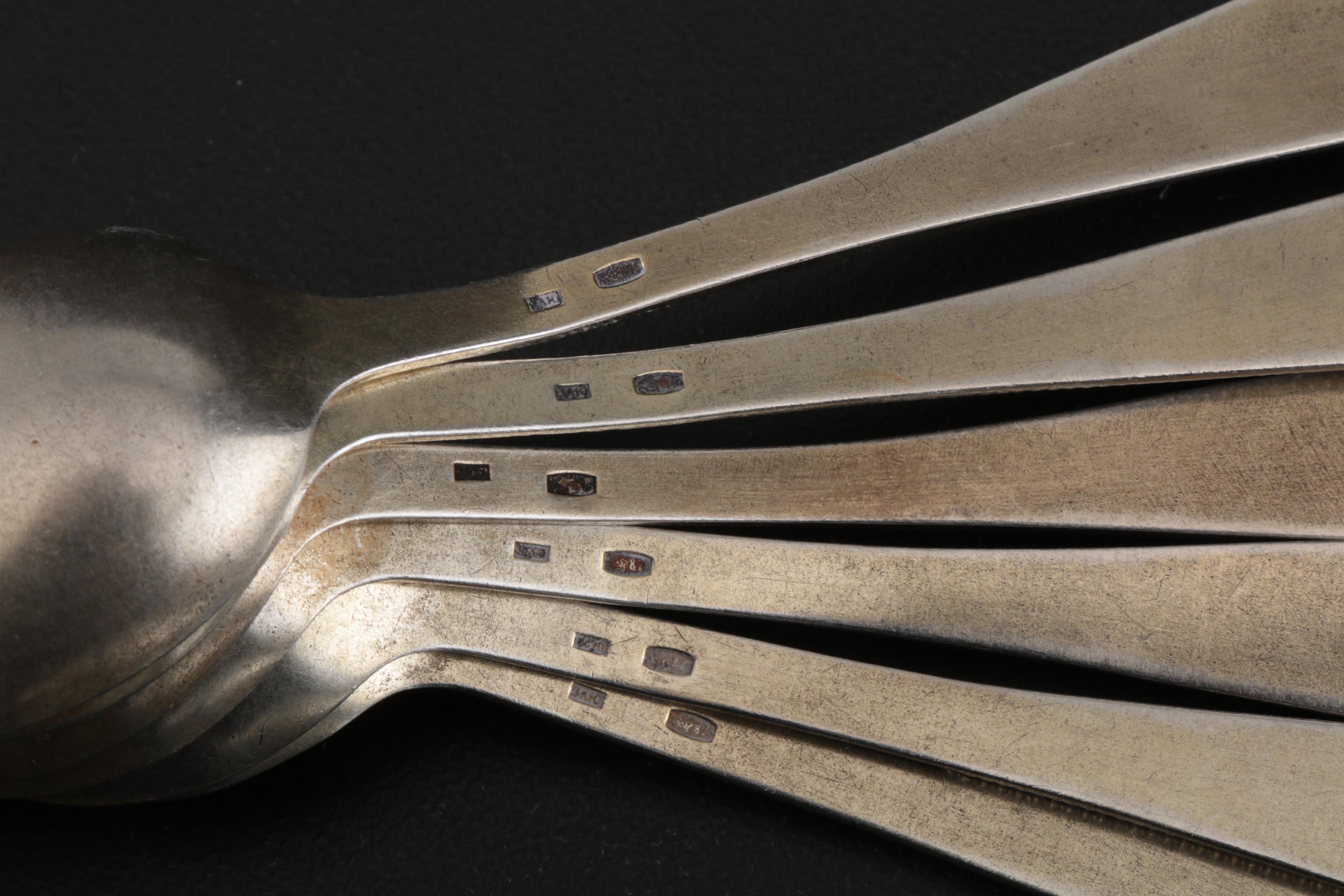 Soviet Russian 875 Silver and Enamel Teaspoons, 1958-1985