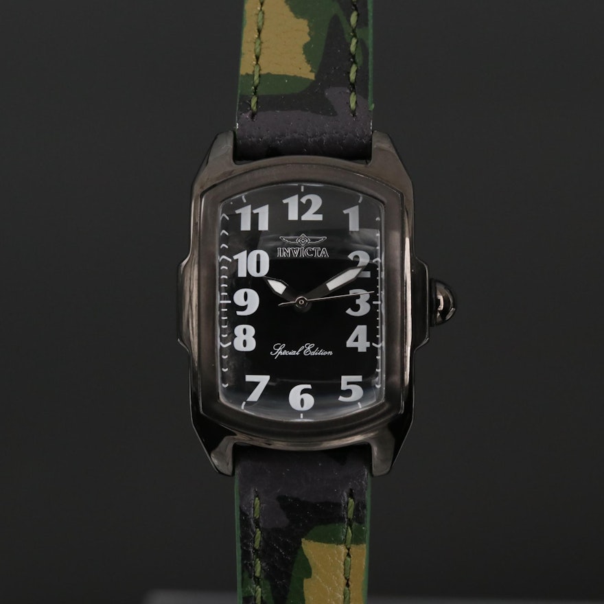 Invicta Lupah Black Steel Quartz Wristwatch