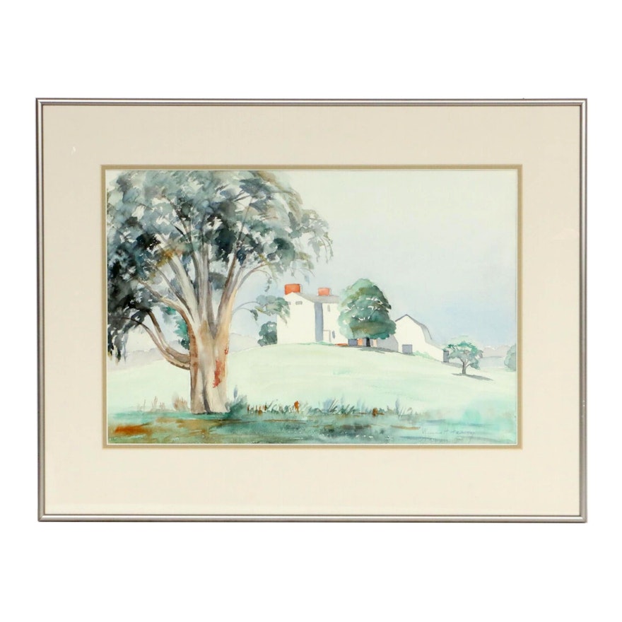 Winnie H. Harvey Farmhouses Landscape Watercolor Painting