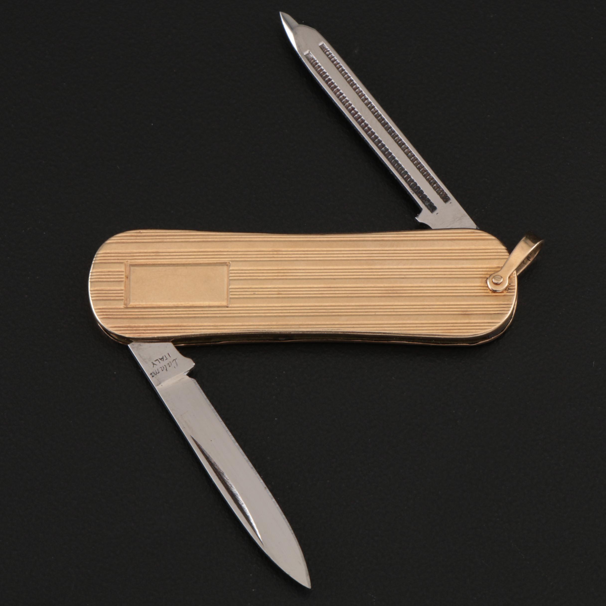 Latama 14K Gold Folding Pocket Knife, Made in Italy, Vintage
