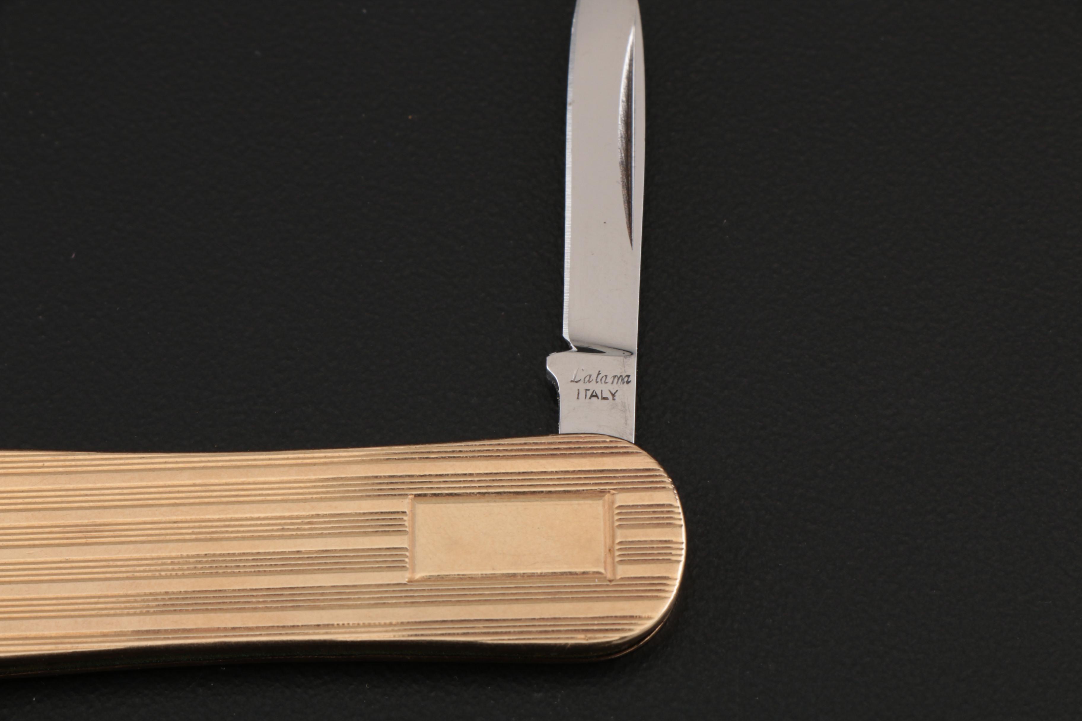 Latama 14K Gold Folding Pocket Knife, Made in Italy, Vintage