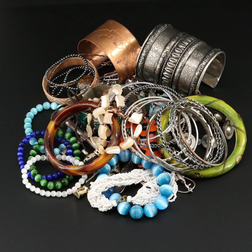 Assorted Jewelry Featuring Glass, Pearl and Shell