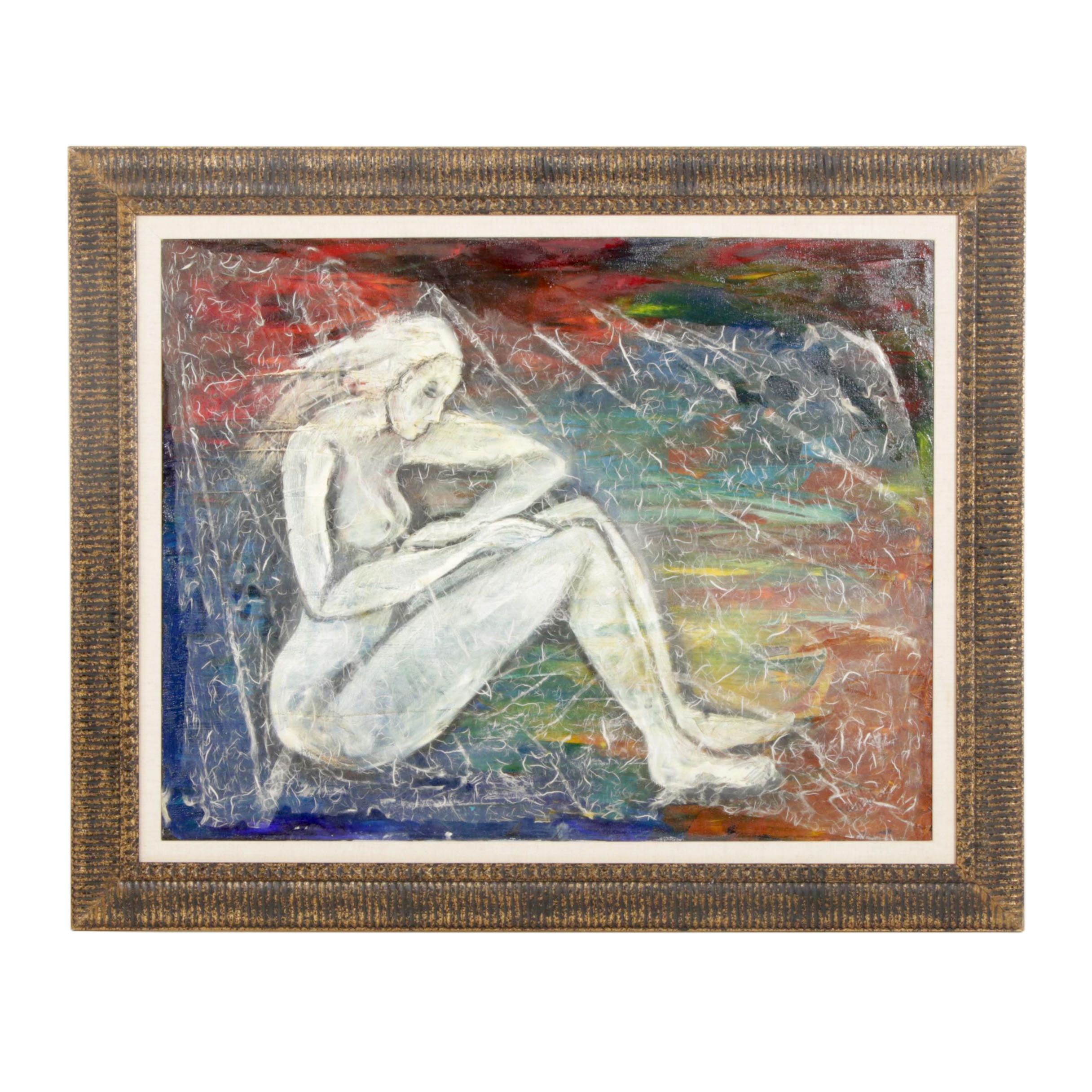 Ruth Porat Female Figure Mixed Media Painting