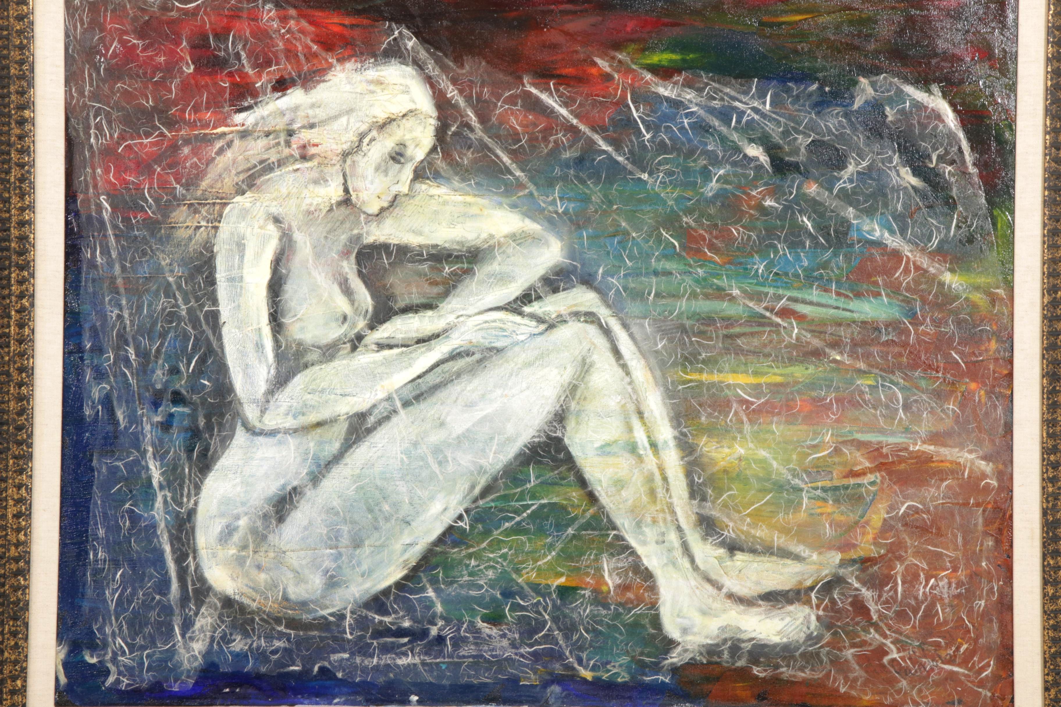Ruth Porat Female Figure Mixed Media Painting