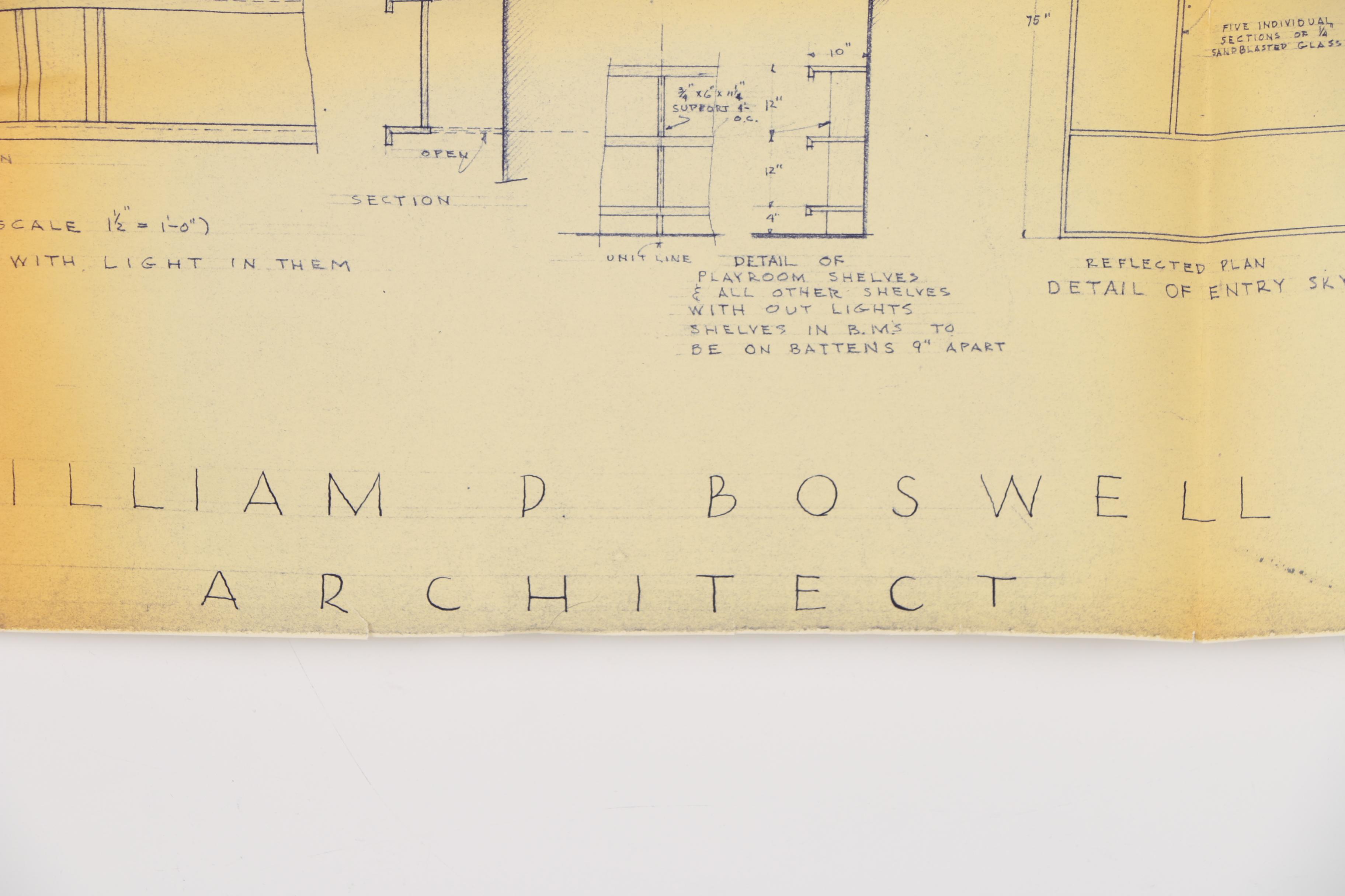 Frank Lloyd Wright Boswell House Reprinted Construction Specification Drawings