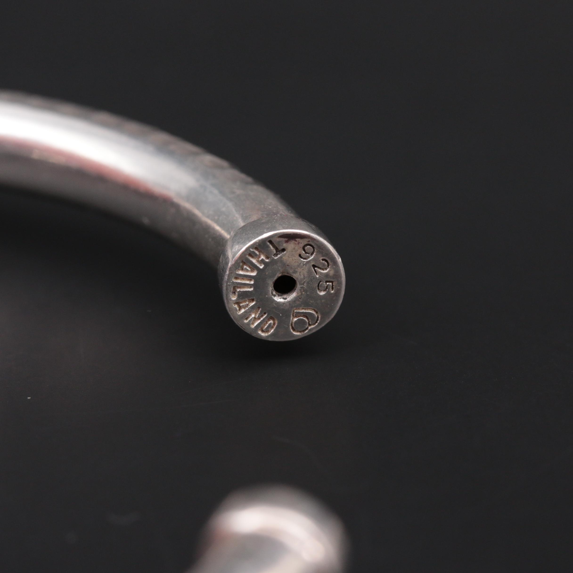 Sterling Silver Hinged Bangle and Cuff Bracelet Featuring Red Jasper