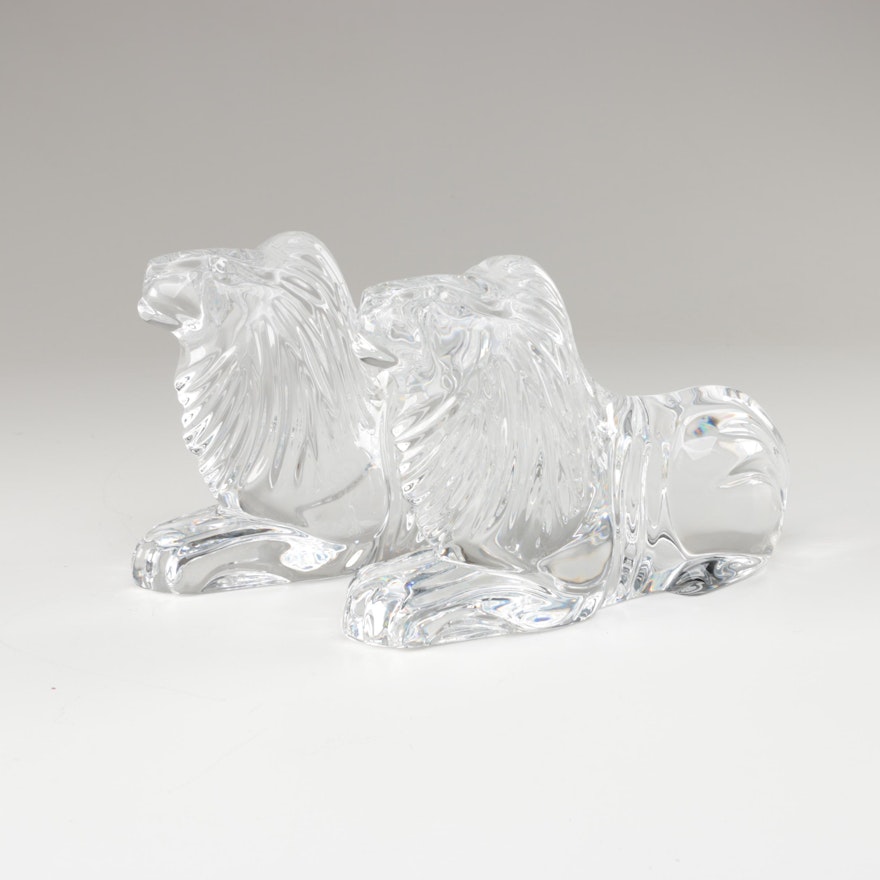 Waterford Crystal Animals of the World "Lion" Figurines, Late 20th Century