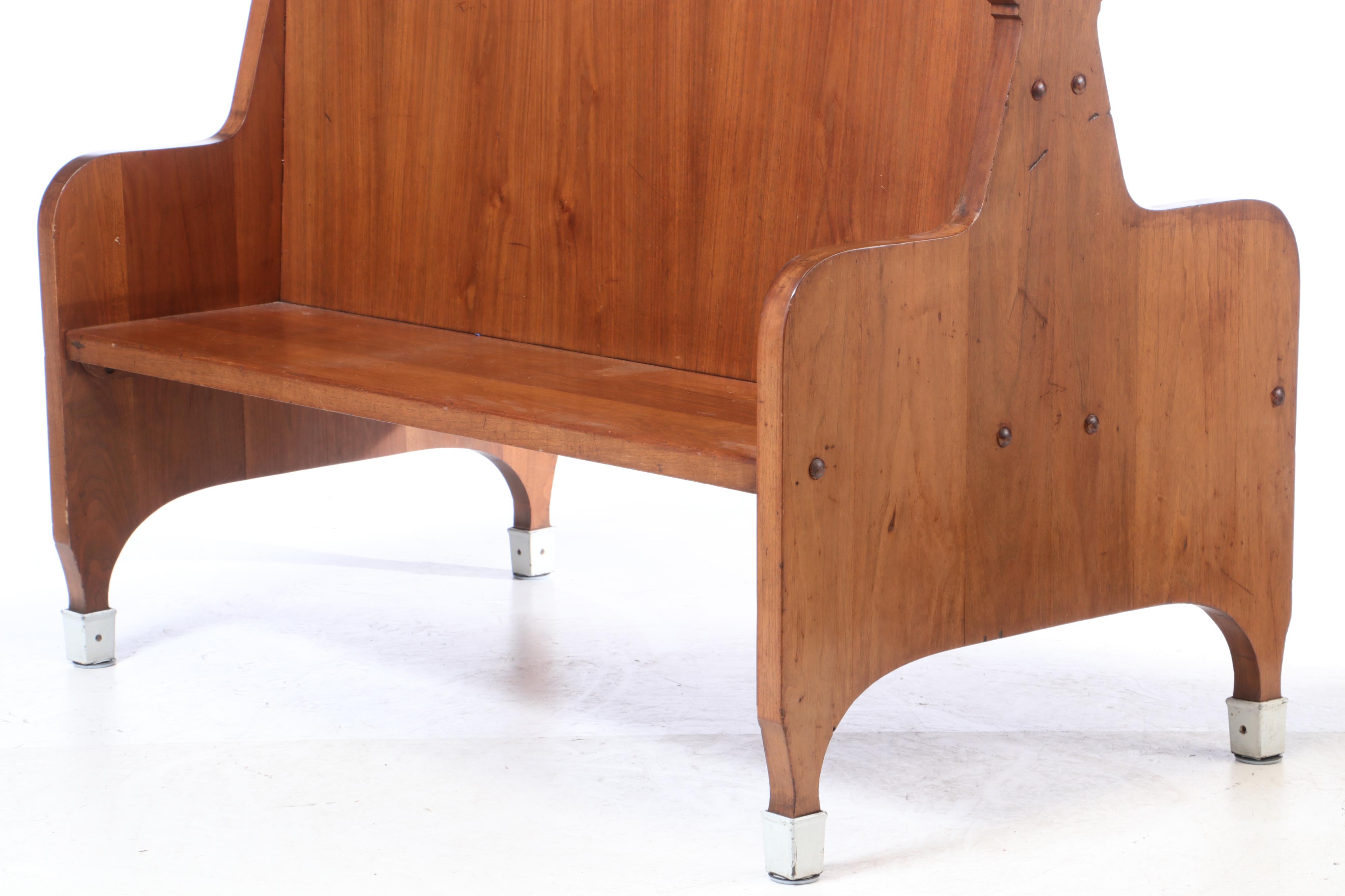 Walnut Double-Sided Railroad Station Bench, 2nd Quarter 20th Century