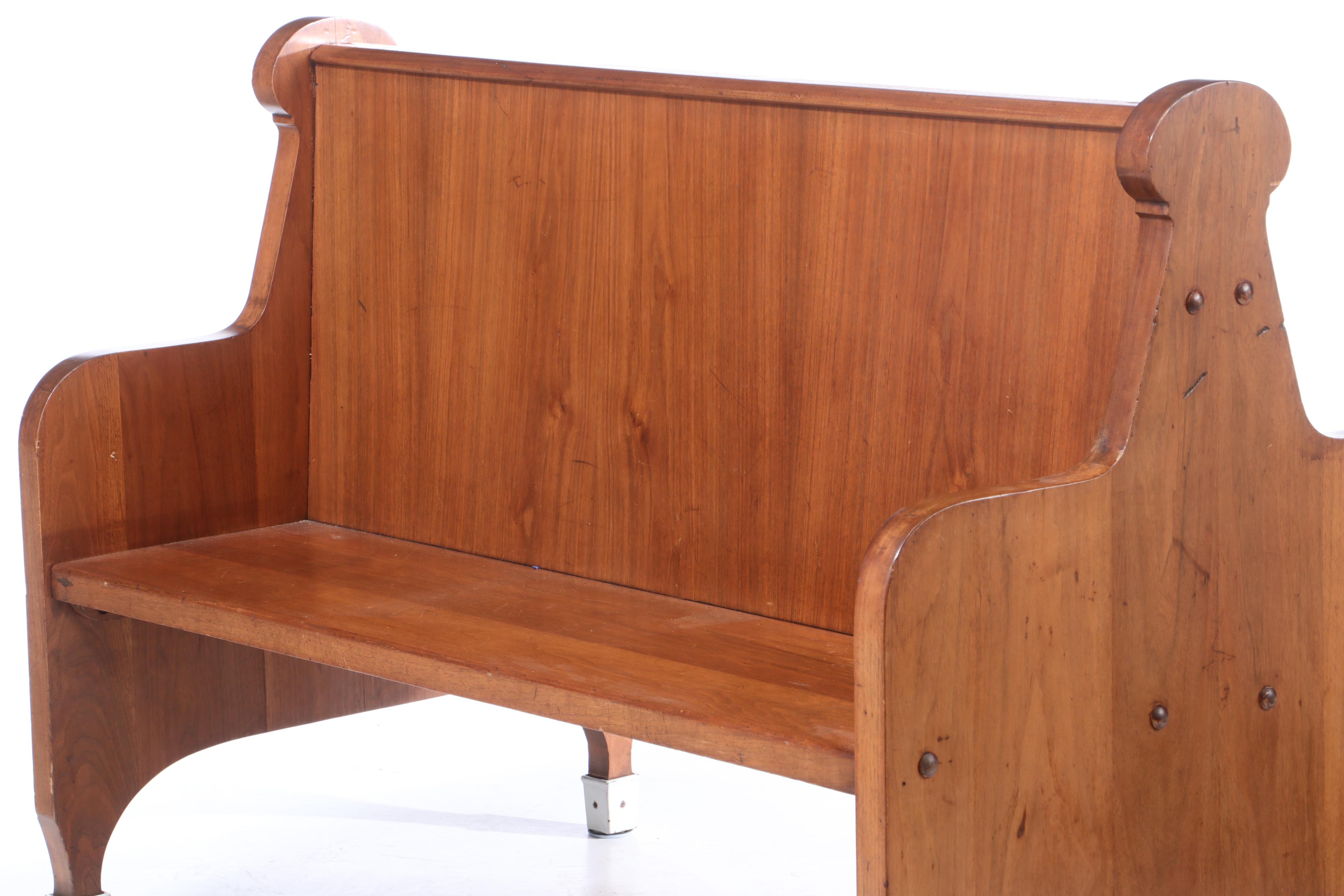 Walnut Double-Sided Railroad Station Bench, 2nd Quarter 20th Century