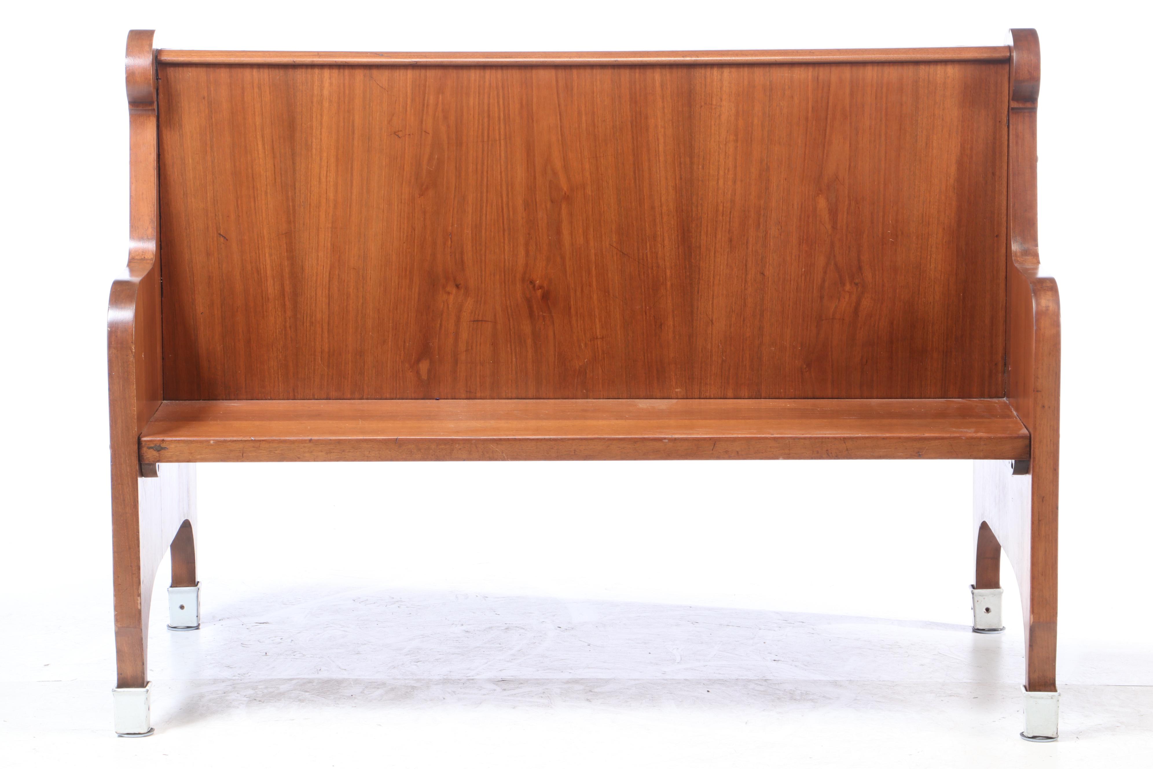 Walnut Double-Sided Railroad Station Bench, 2nd Quarter 20th Century