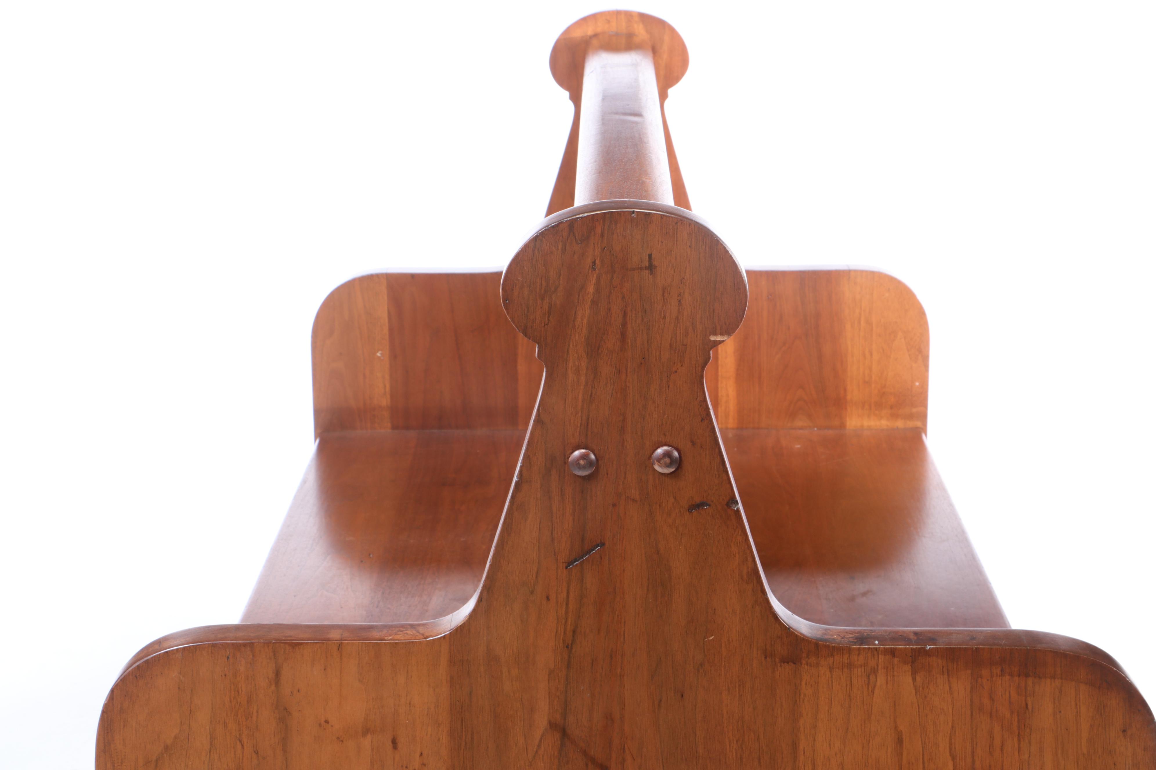 Walnut Double-Sided Railroad Station Bench, 2nd Quarter 20th Century