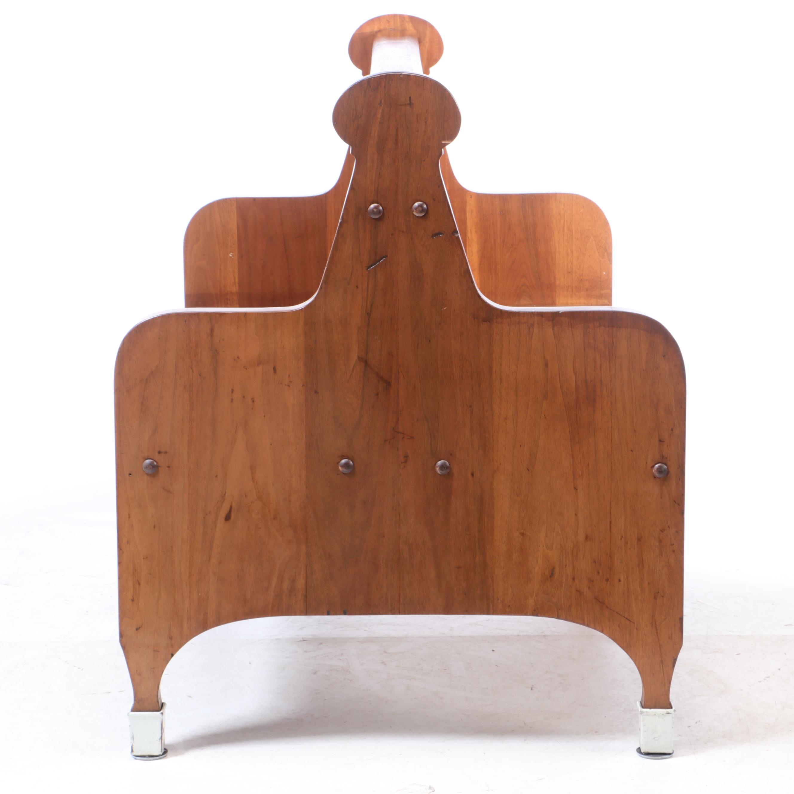 Walnut Double-Sided Railroad Station Bench, 2nd Quarter 20th Century