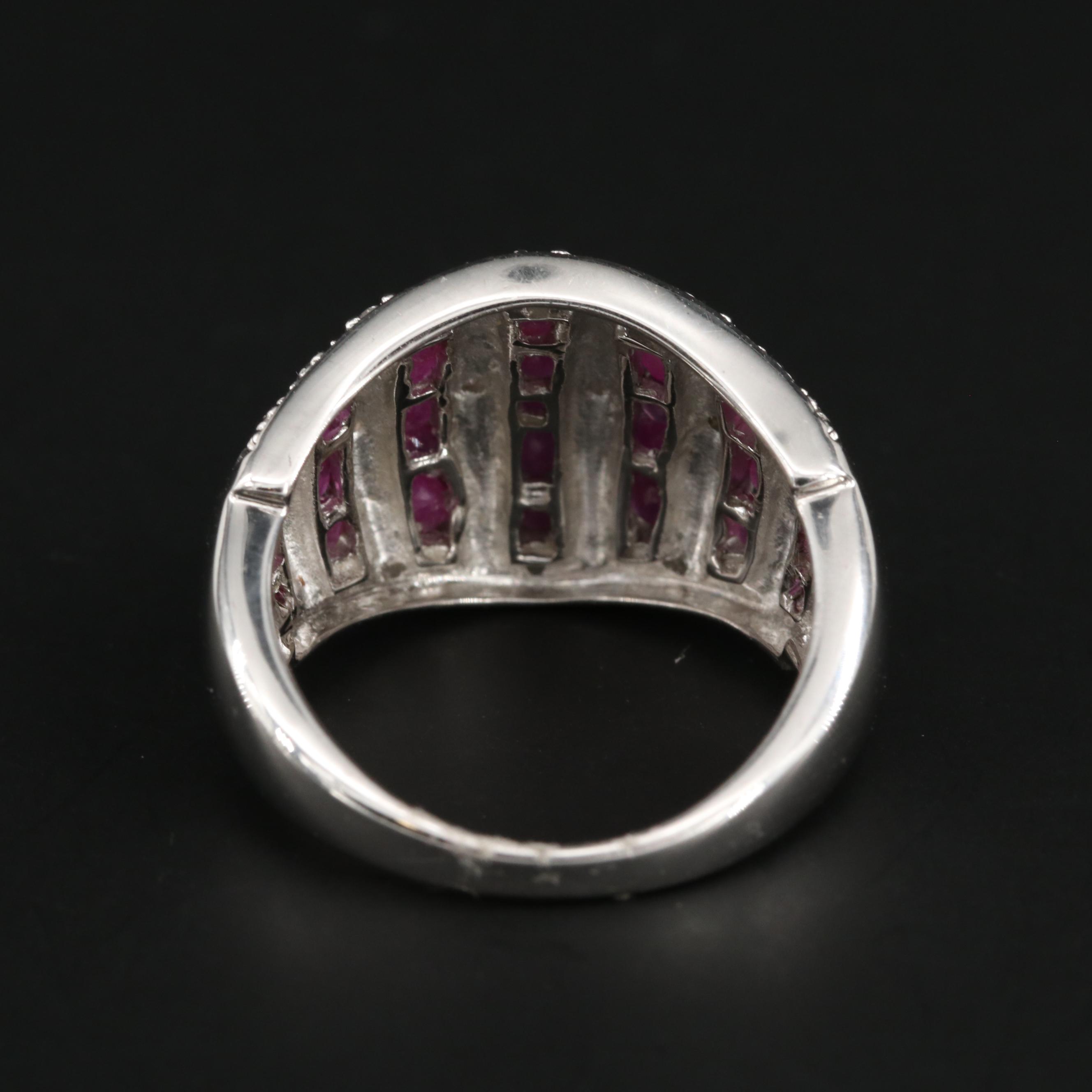 Sterling Silver Ruby and Diamond Ring