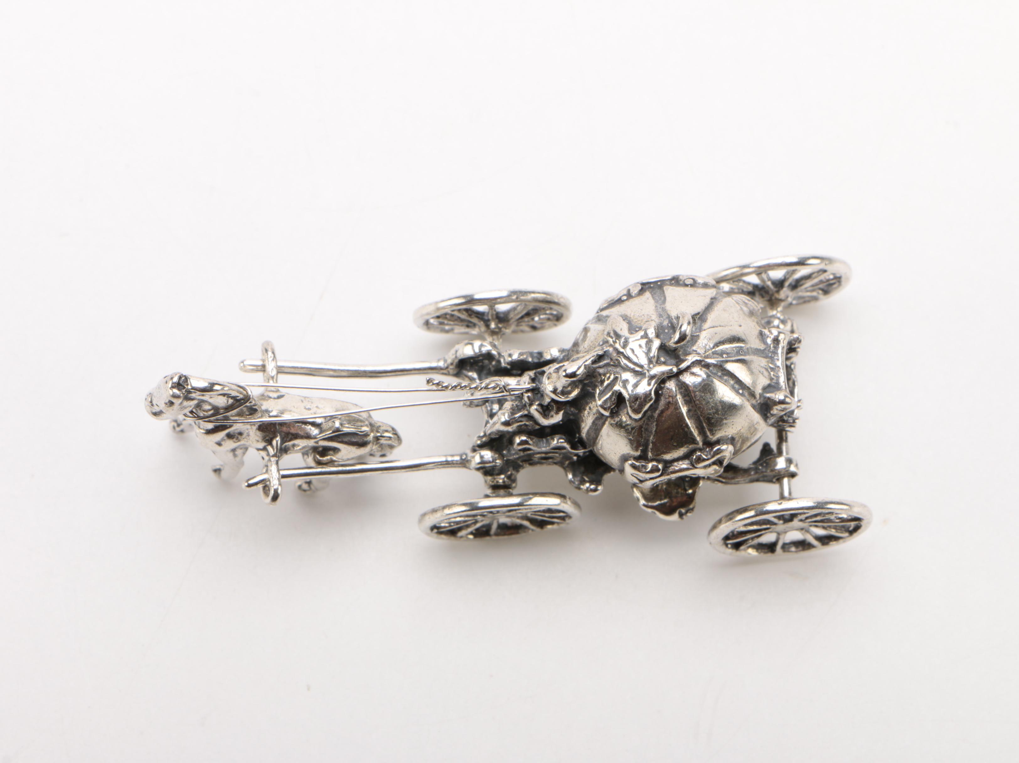 800 Silver Miniature Pumpkin Carriage from Cinderella Fairy Tale