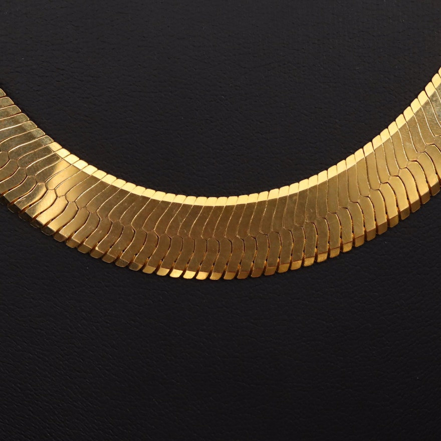 14K Yellow Gold Herringbone Necklace