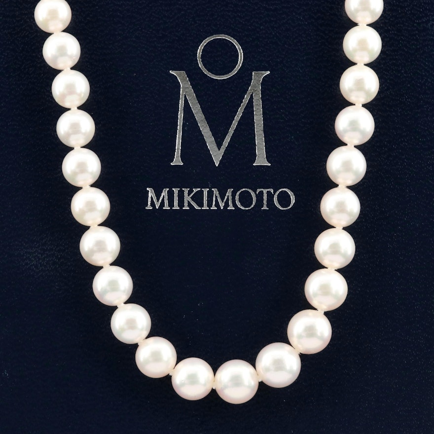 Mikimoto Cultured Akoya Pearl Strand Necklace with 18K White Gold Clasp