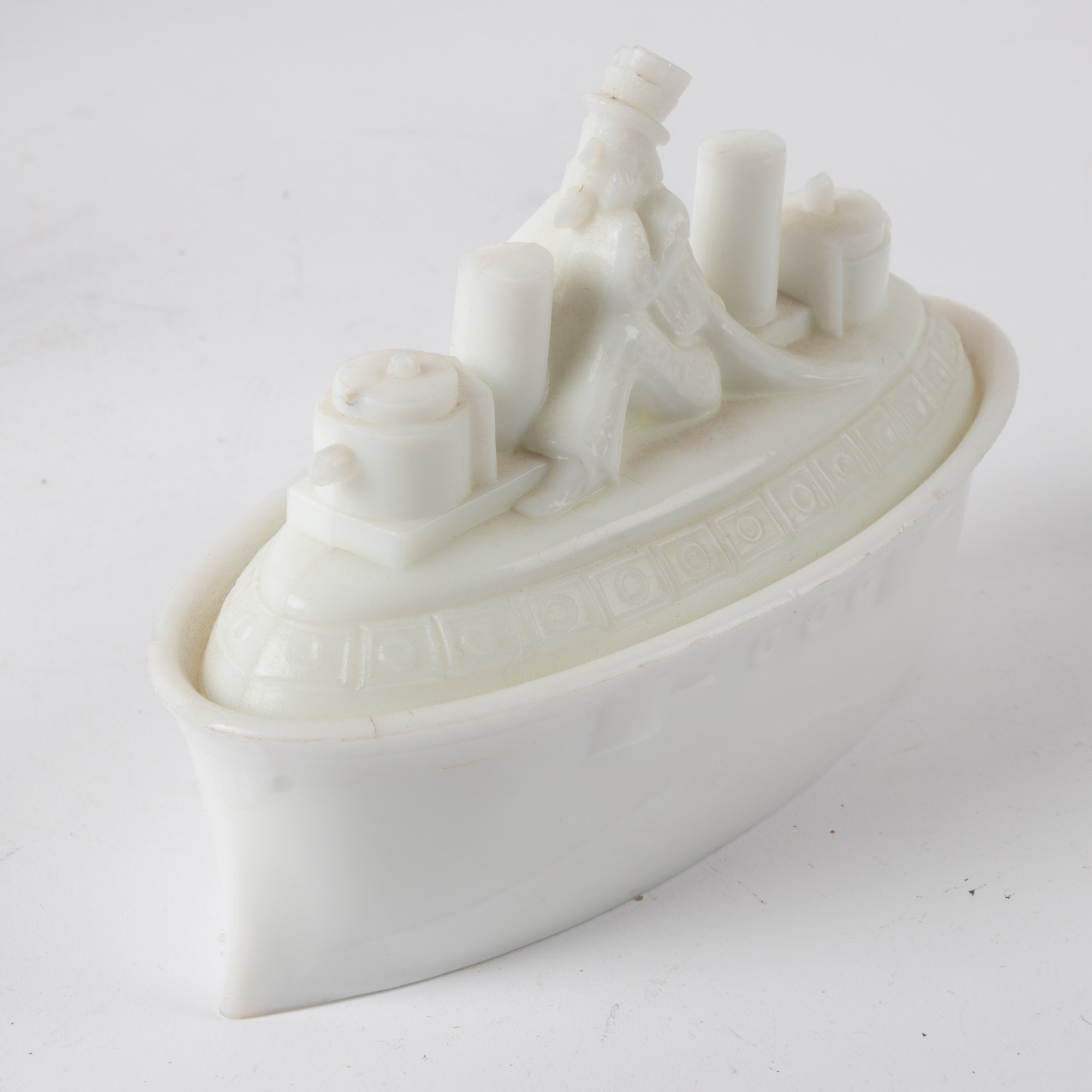 "Uncle Sam on the Merrimack" Milk Glass Dish and Other Milk Glass Tableware