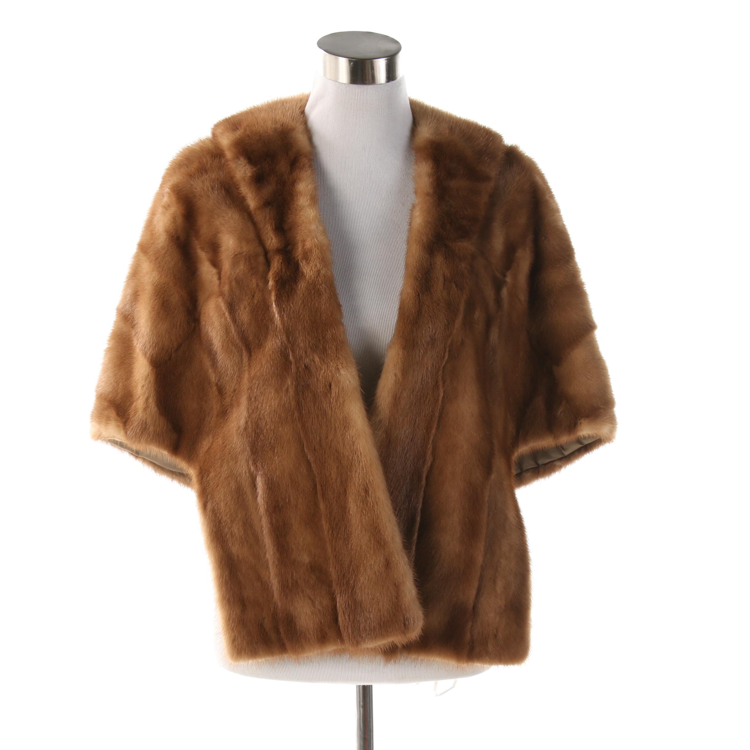 Mink Fur Stole with Union Made Fur Label Authority Label, Vintage