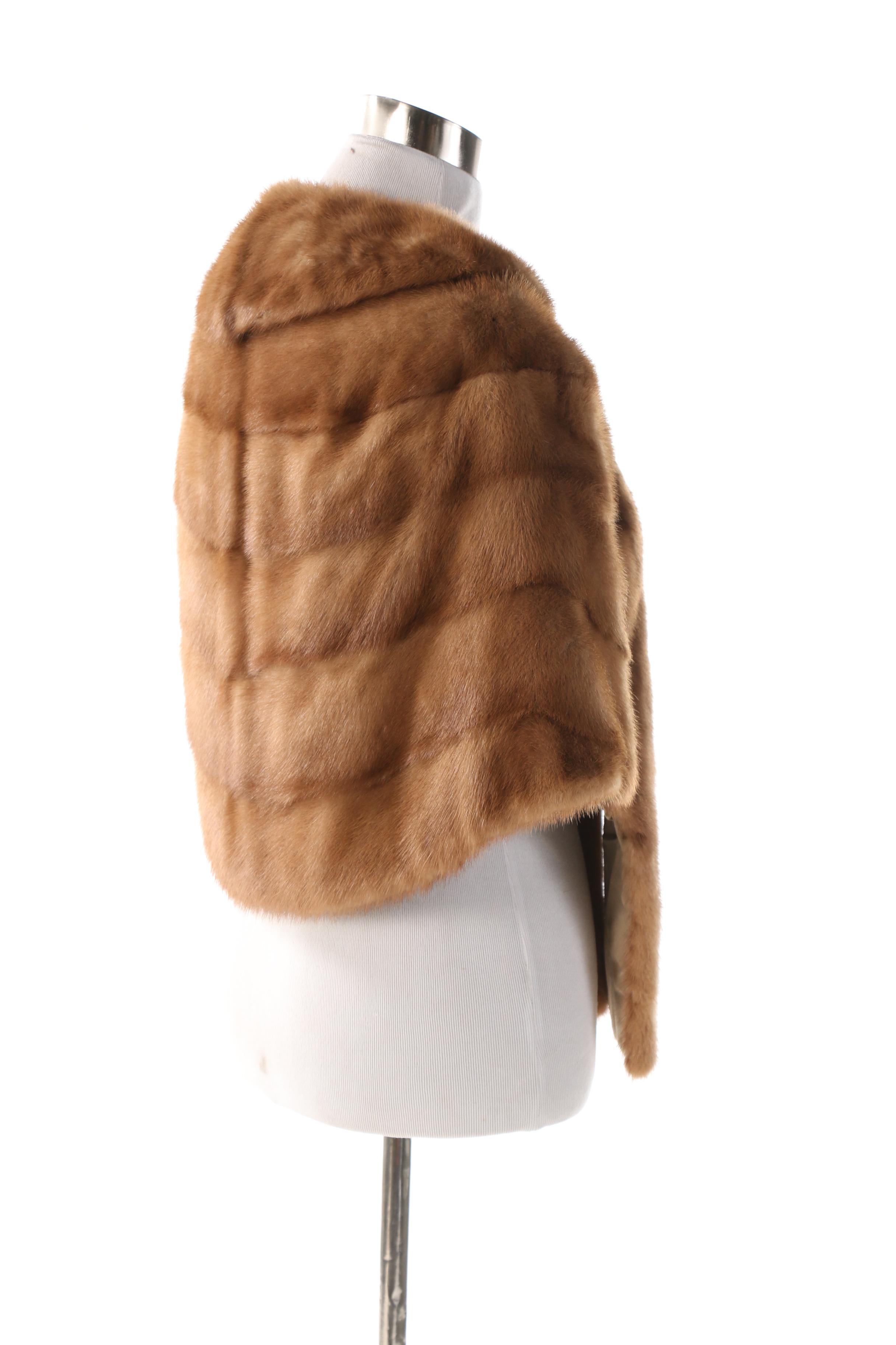 Mink Fur Stole with Union Made Fur Label Authority Label, Vintage